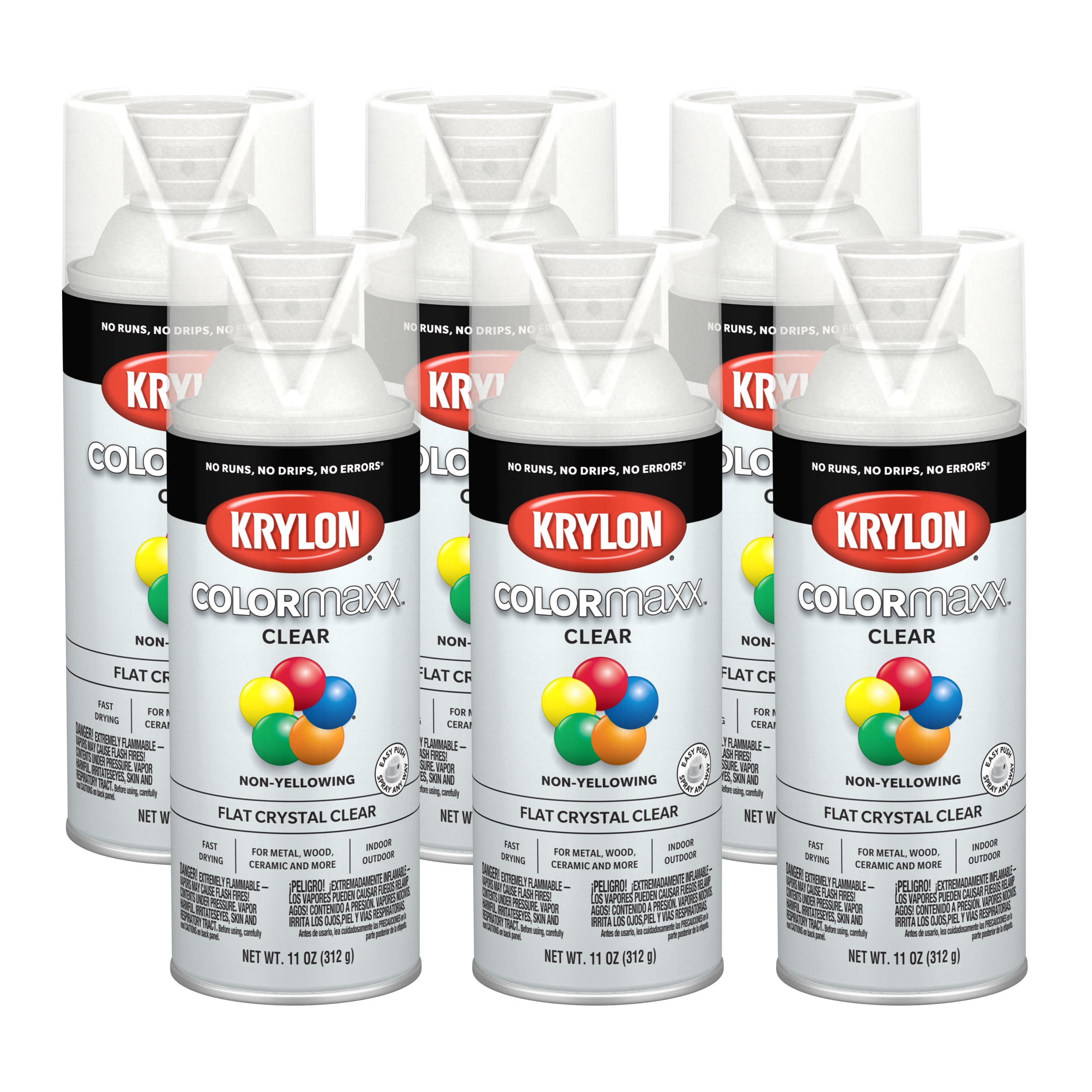 Krylon Acrylic Crystal Clear Flat Crystal Clear Acrylic Spray paint ( NET WT. 36-oz ) 6 -Pack