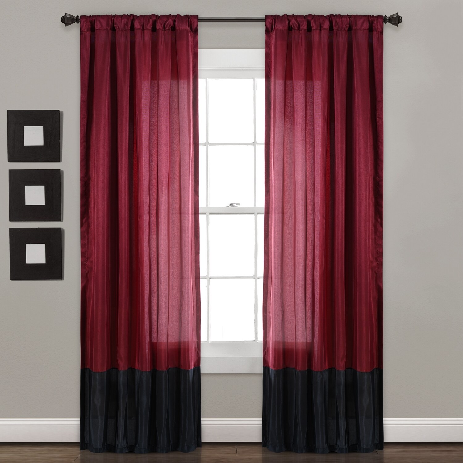 Lush Decor 16T007595 95-Inches Merlot Rod pocket Curtain panel pair