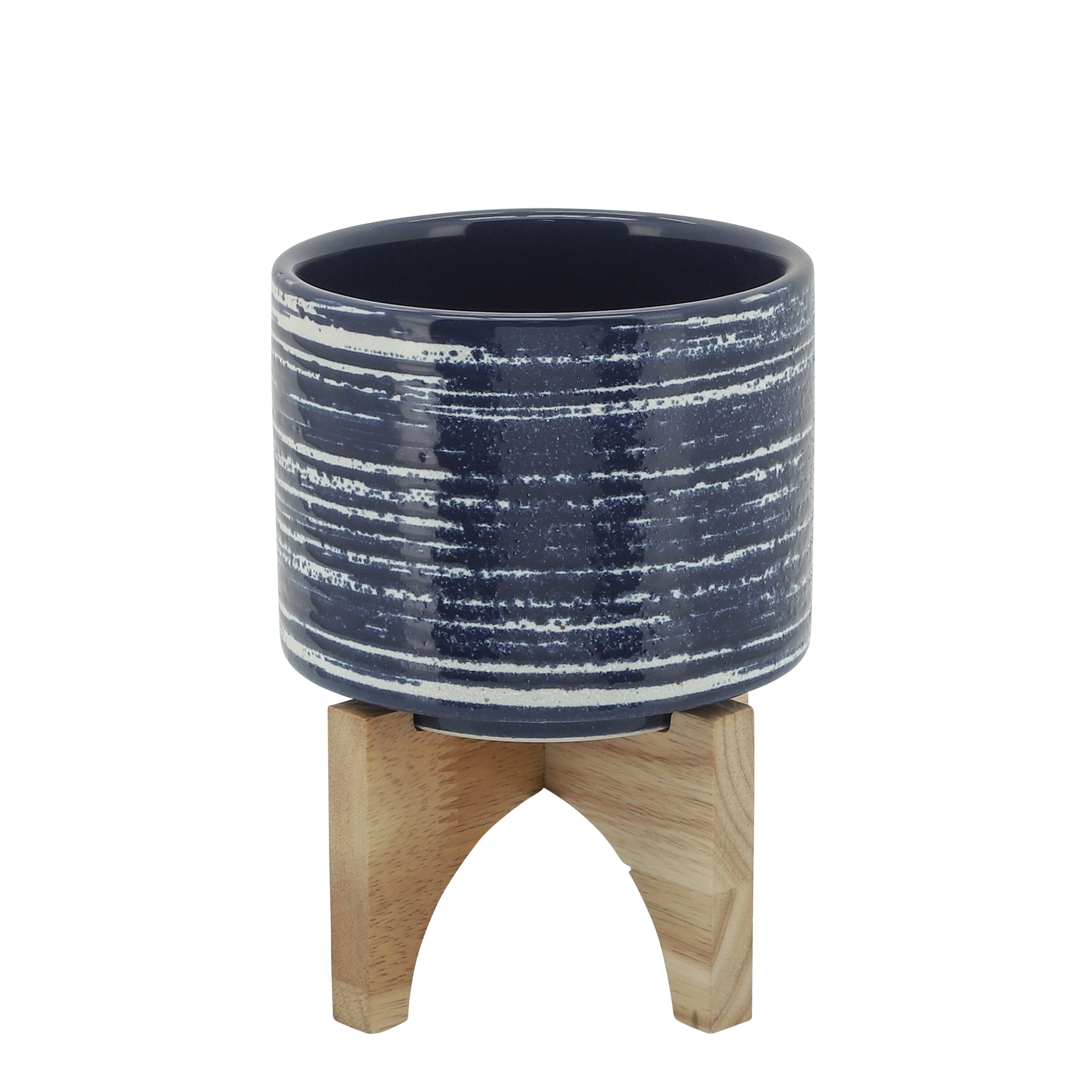 Sagebrook Home 14765-01 Round 5.25-Inches W Small Blue Ceramic Indoor/Outdoor Planter