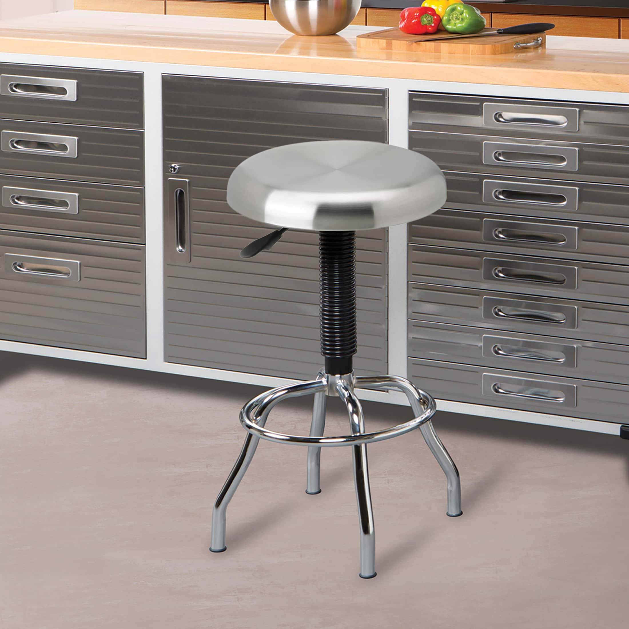 ErgoSwivel Modern Silver Stainless Steel Adjustable Lab Stool