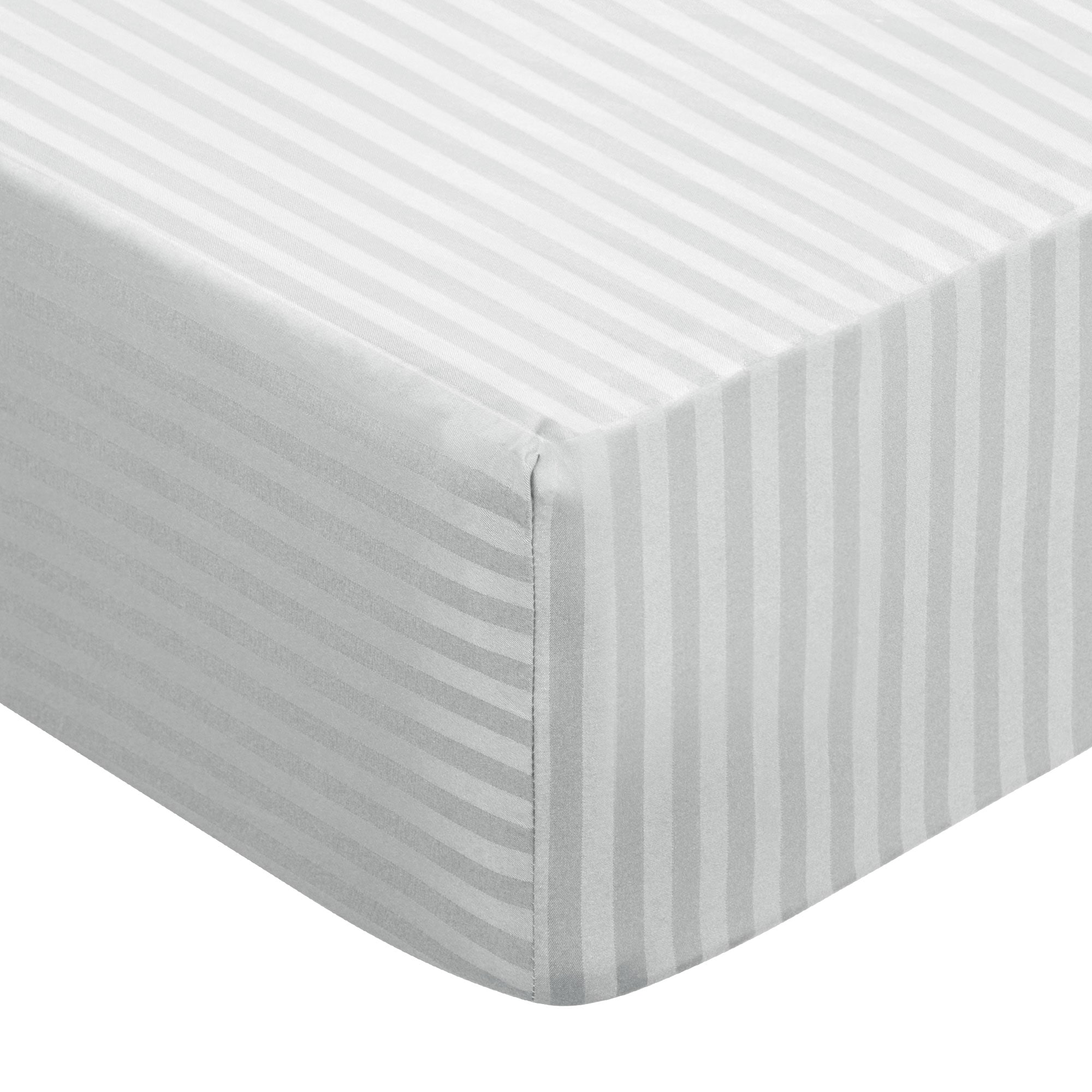 Unique Bargains 100GSM Microfiber King Striped Fitted Sheet Only 16 Inch Deep Pocket Stripe Bed Sheets Durable Soft Breathable Wrinkle Resistant Bottom Sheets Light Gray