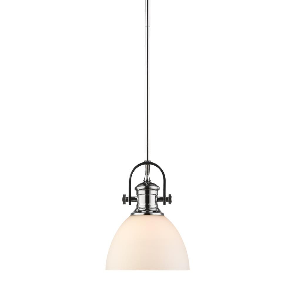 Golden Lighting Hines Chrome Transitional Opal Glass Bowl Pendant Light