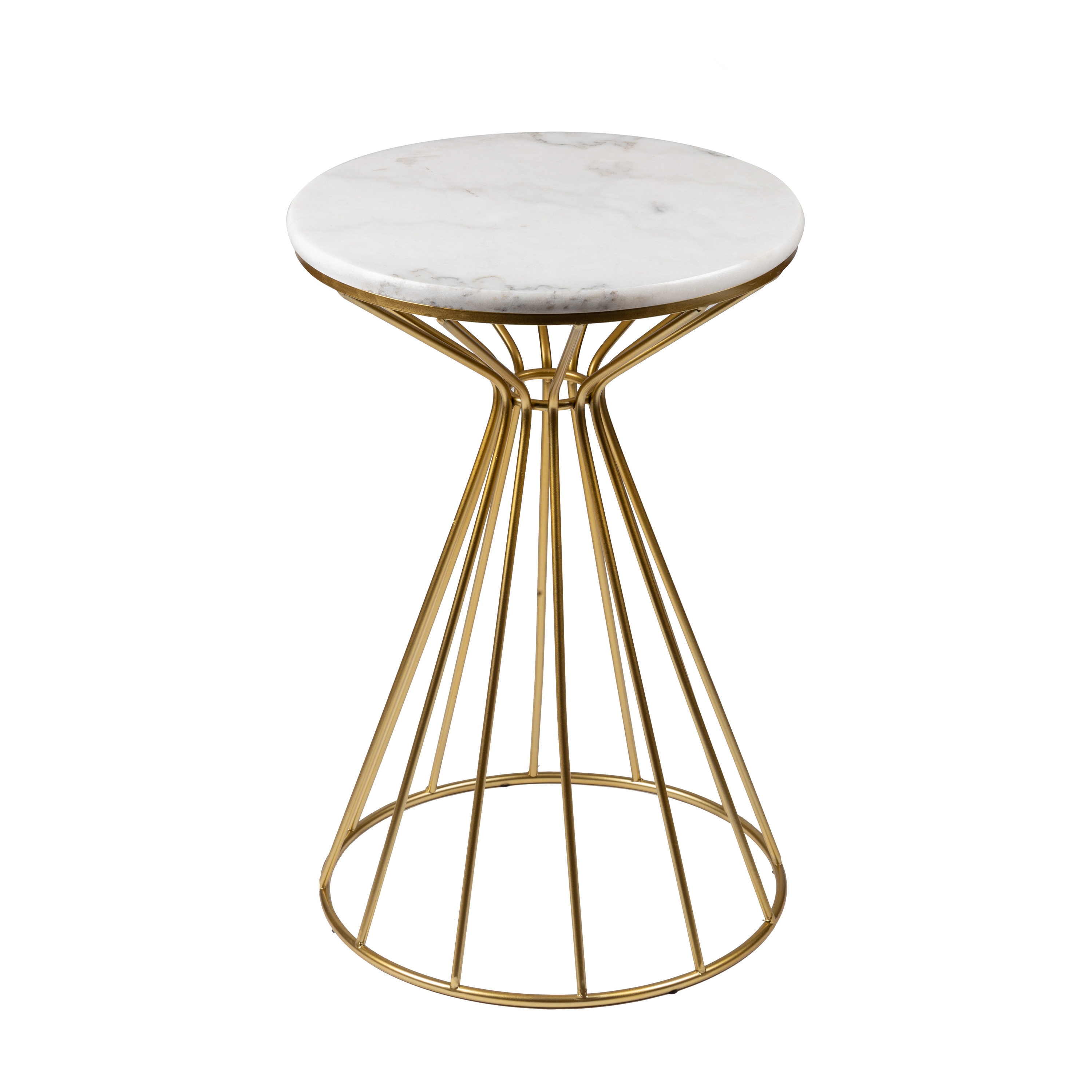 Home View Design HV21647GDWT White Metal Modern Coffee Table with Storage
