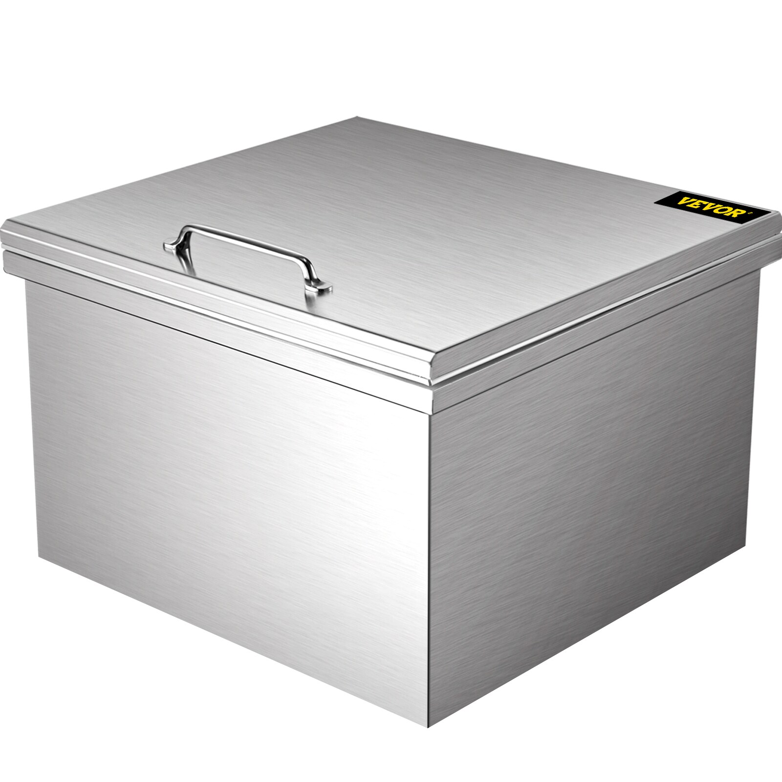 VEVOR 87.2 qt. Drop in Ice Chest 28 in. x 18 in. x 17 in. Stainless Steel Ice Bin with Hinged Cover for Outdoor Kitchen QRSJ28X18X17XCE1KV0