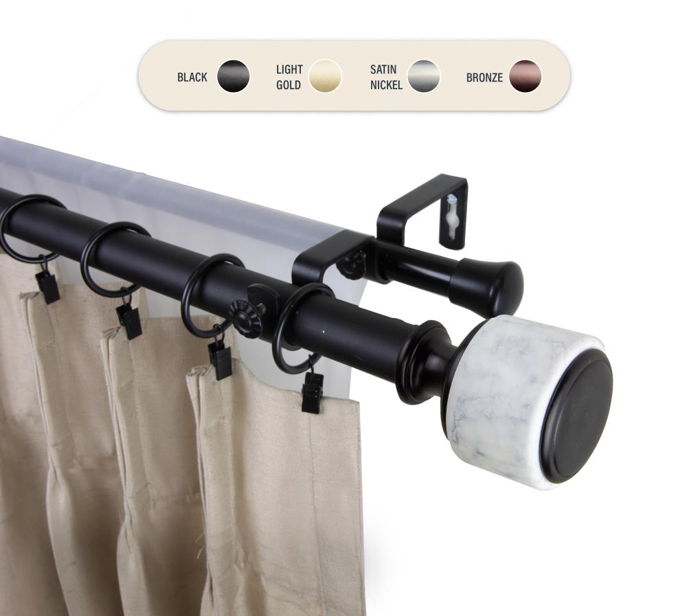 Hart & Harlow L100-55-282-D 1-in Dupont 28-in to 48-in Black Steel Double curtain rod with Finials