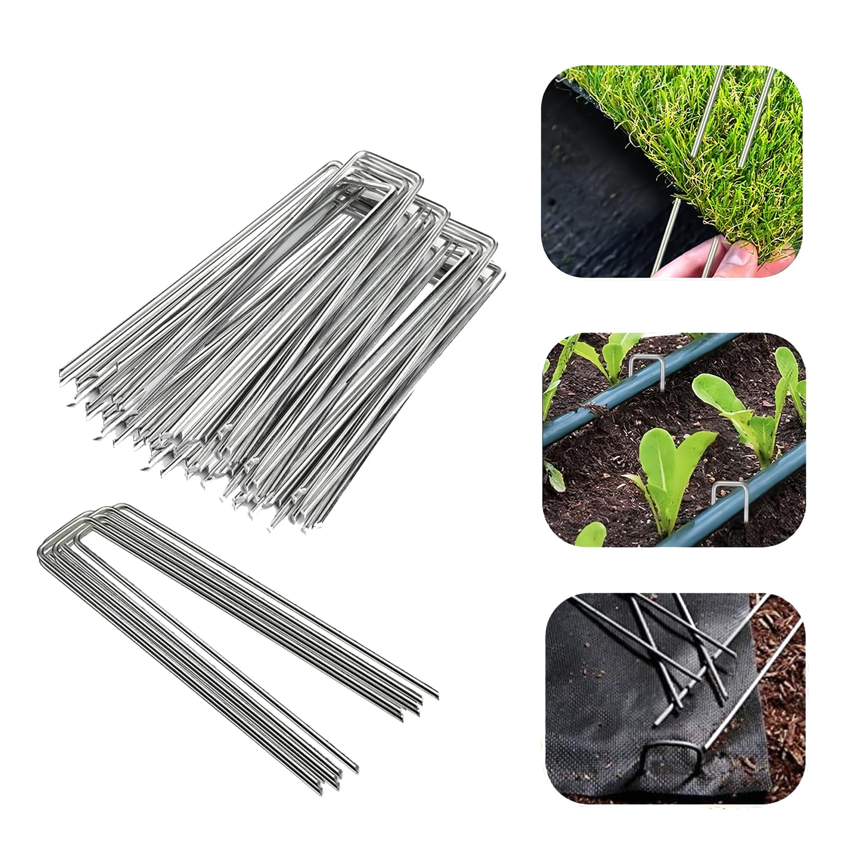 Ahfiwaso  6 Inch Galvanized Steel Garden Landscape Staples Heavy Duty Sod Pins for Weed Barrier and Outdoor Landscaping Projects