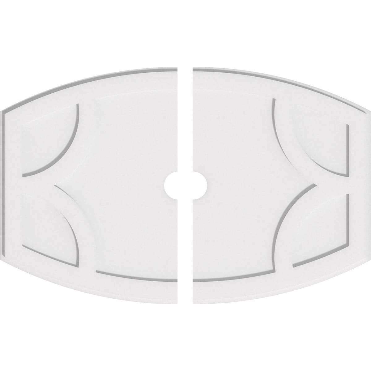 Ekena Millwork CMP38X25KY2-03000 Kailey 38-in W x 25.375-in L Contemporary White PVC Split Ceiling Medallion
