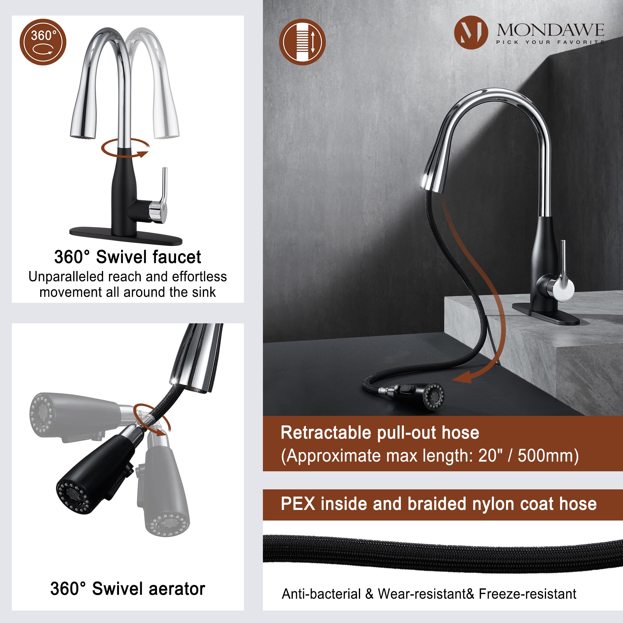 Mondawe MD-D96-MB Kitchen-Faucets - View #8