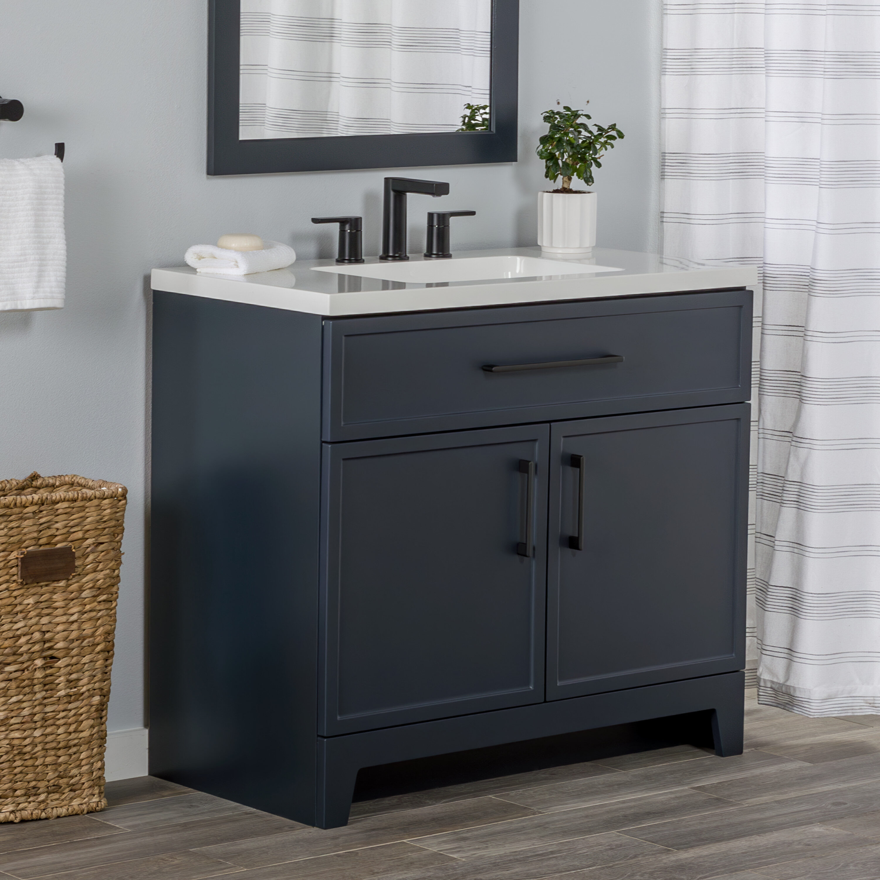 Style Selections Potter 36-in Blue Single Sink Bathroom Vanity with ...