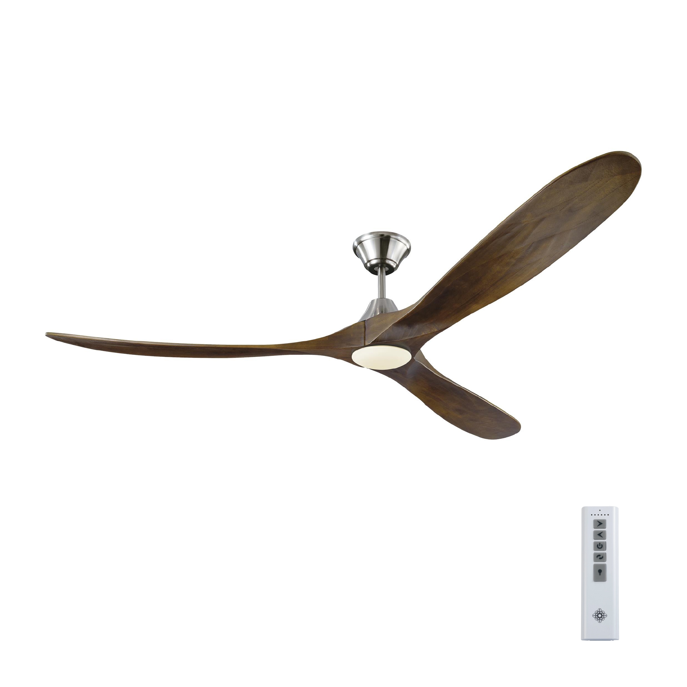 Generation Lighting 3MAVR70BSD Maverick 70-in Integrated LED Outdoor Brushed Steel with Dark Walnut Blades Propeller Ceiling Fan With Light - Remote Included ( 3 -Blade )