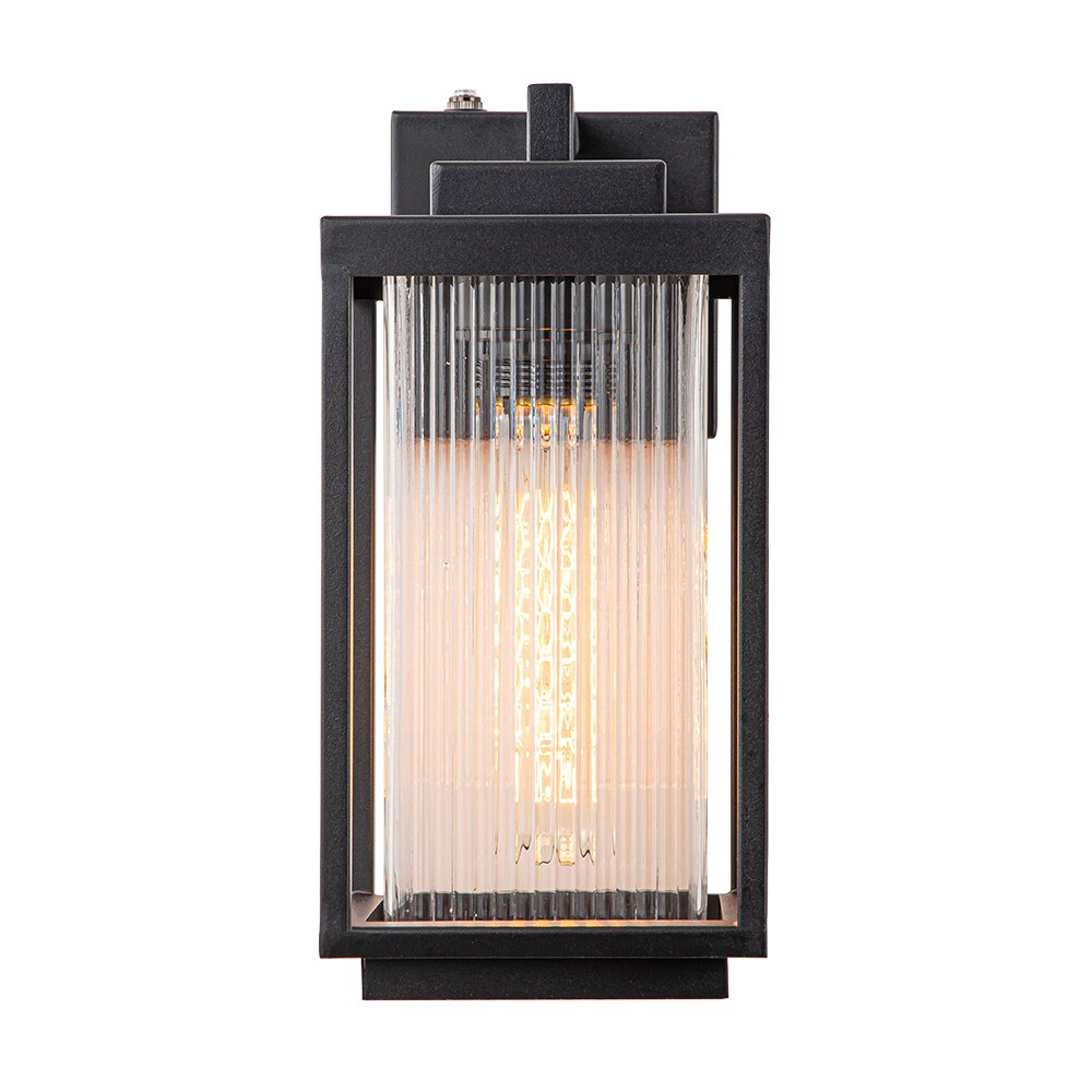 HUOKU PD1050481 El campo 1 -Light 12.6-in H Matte Black Hardwired Dusk to Dawn Outdoor Wall Light