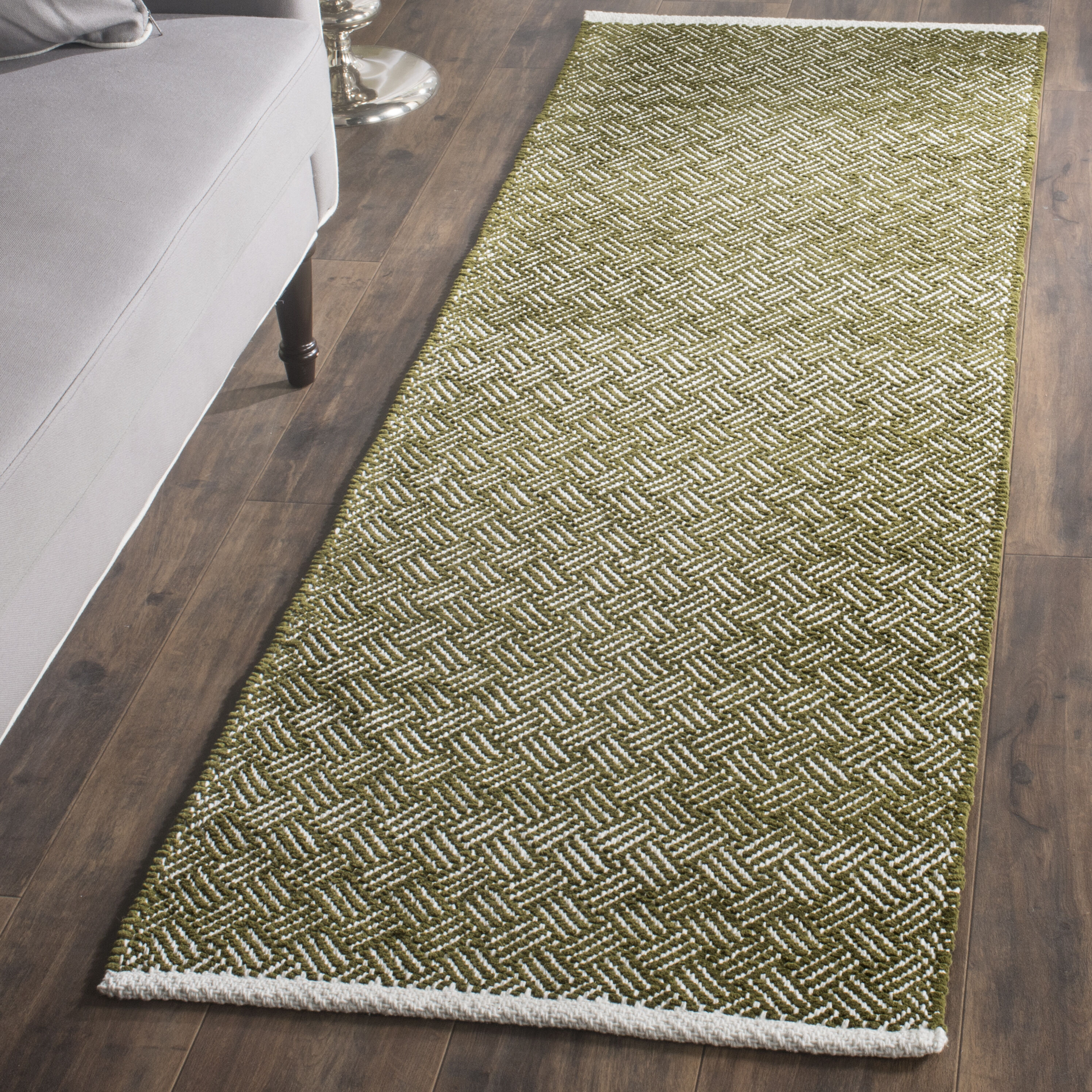 Safavieh BOS680B-27 Boston 2 x 7 (ft) Tufted Cotton Olive Rectangular Indoor Geometric Bohemian/Eclectic Runner rug