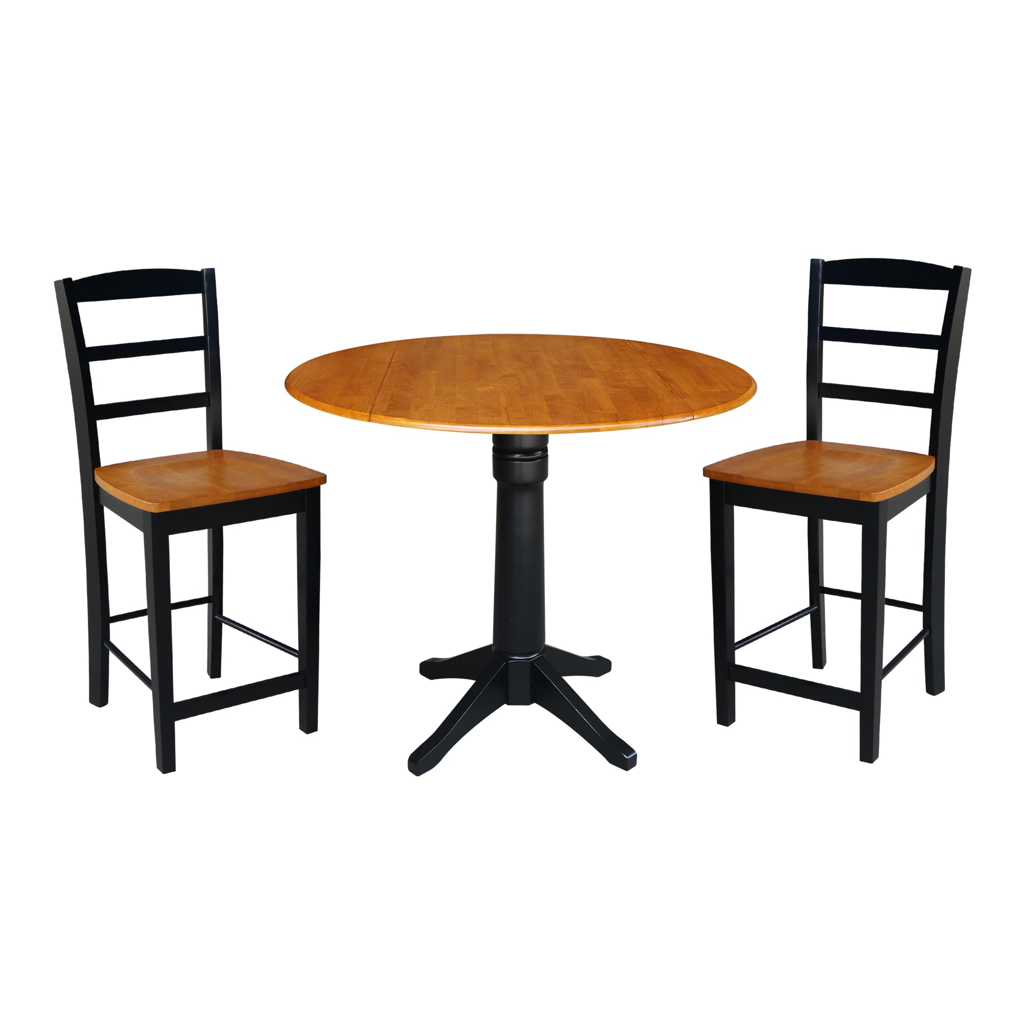 International Concepts K57-42DPT-27B-S402-2 Black/cherry Casual Dining Room Set with Round Table ( Seats 4 )