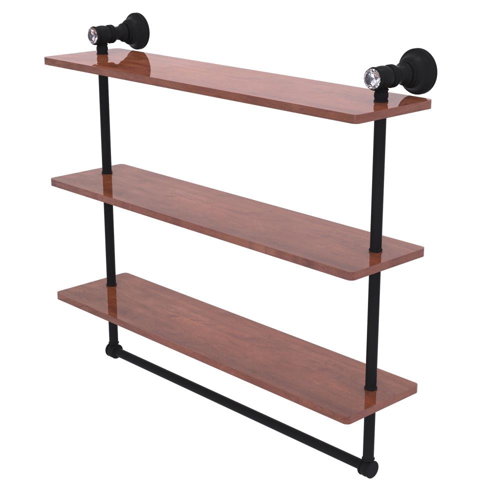 Allied Brass CC-5-22-TB-IRW-BKM Carolina Crystal Matte Black 3 -Tier Wall mount Bathroom Shelf ( 22-in x 19.7-in x 5-in )