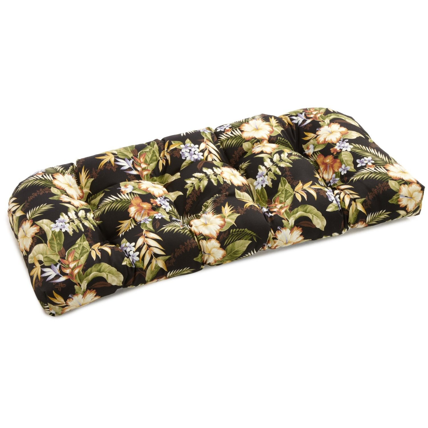 Blazing Needles 93180-LS-REO-12 Solarium 19-in x 42-in Freeport Ebony Patio Loveseat Cushion