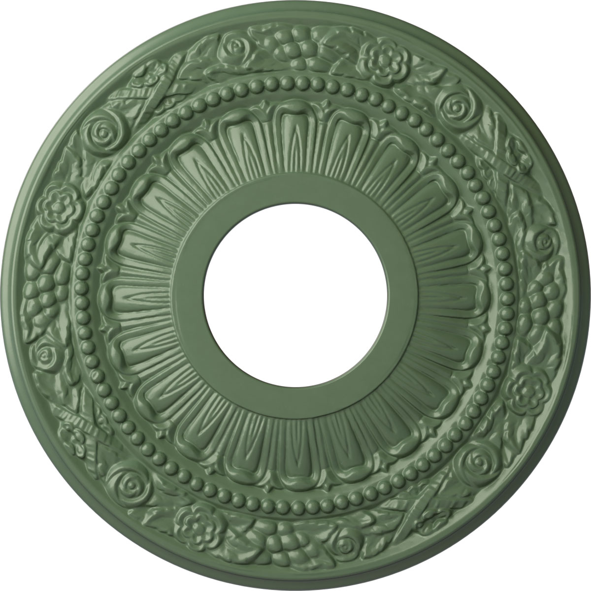 Ekena Millwork CM12NAAGF Nadia 12.125-in W x 12.125-in L Painted Athenian Green Polyurethane Whole Ceiling Medallion