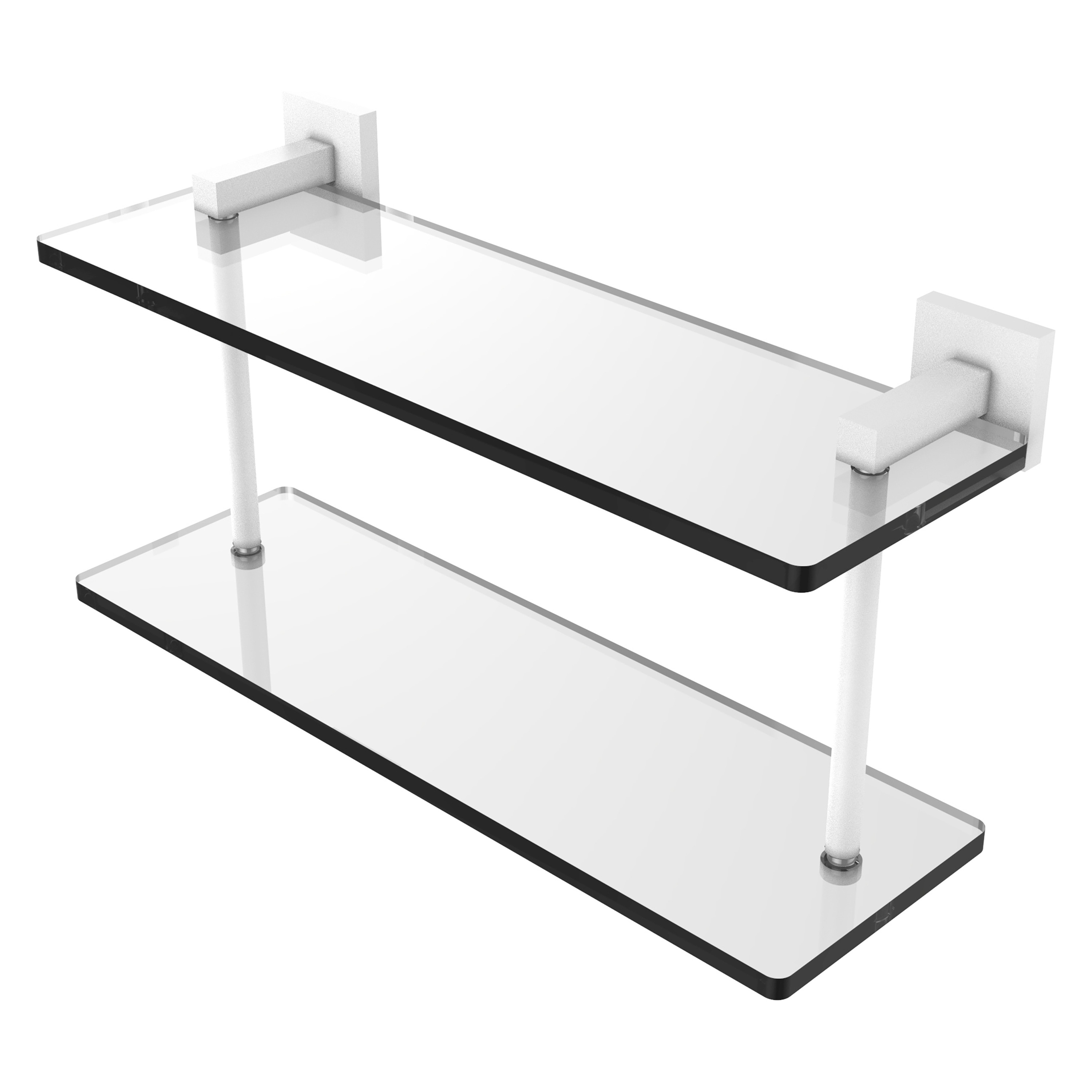 Allied Brass MT-2-16-WHM Montero Matte White 2 -Tier Wall mount Bathroom Shelf ( 16-in x 8.3-in x 5-in )