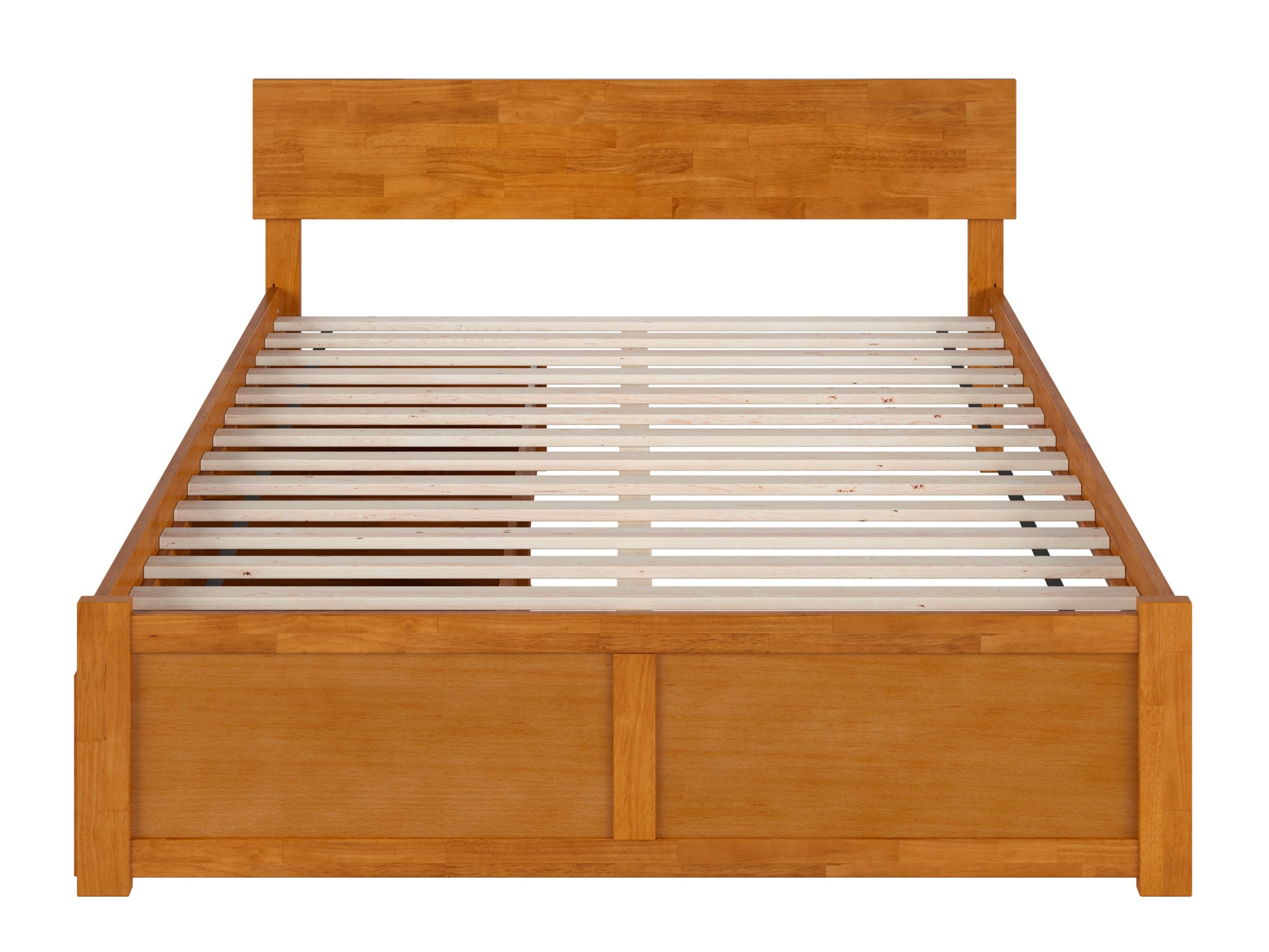 Light Toffee Queen Wood Platform Bed with Storage Drawers