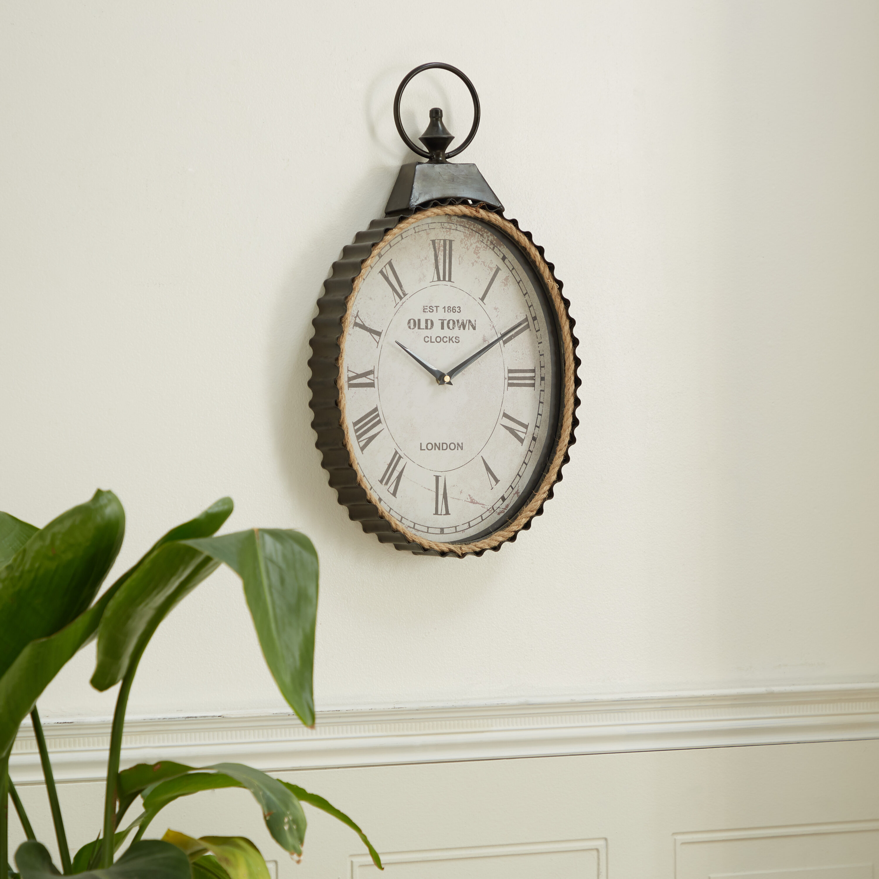 Grayson Lane 42555 Pocket Watch Style Analog Oval Wall Industrial