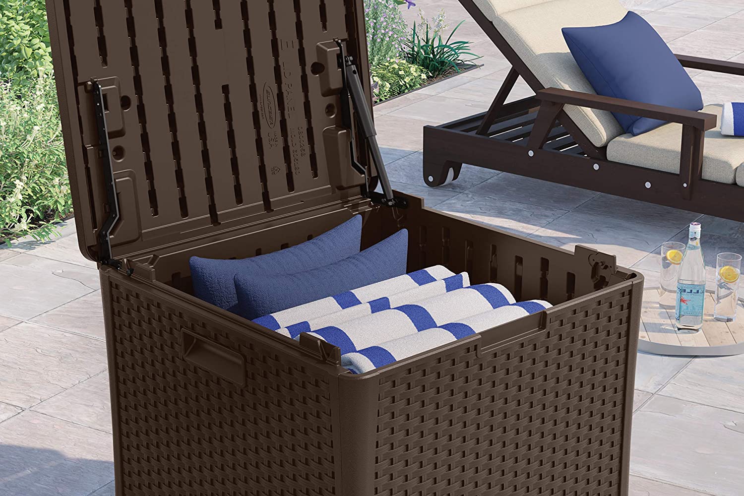 Model 625 X-Large Pool Deck UV Fiberglass Storage Box - Seating Bench