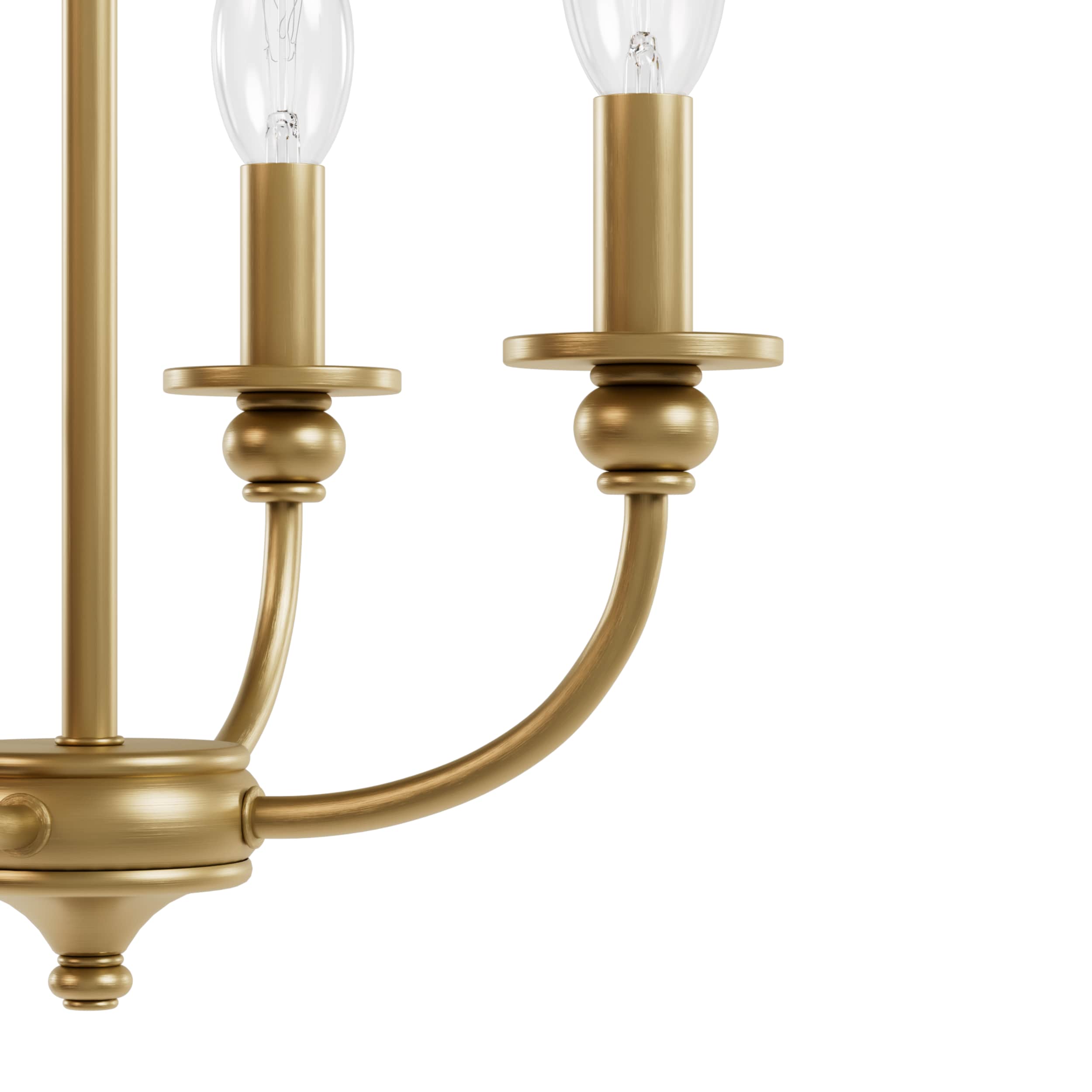 Hunter - Southcrest 4-light Luxe Gold, Medium Size Flush Mount Light, Dimmable, Traditional Style, Candle Shaped, for Bedrooms, Kitchens, Dining, Living Rooms - 48068