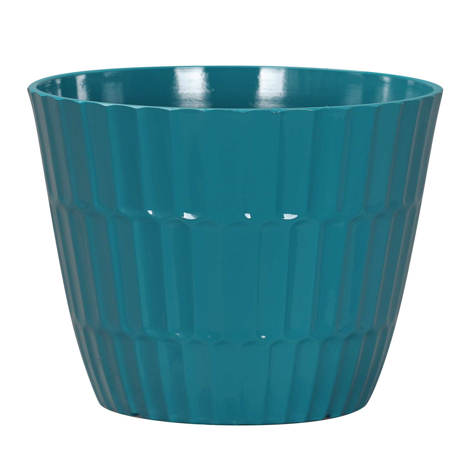 Style Selections PLG1709PTH Round 8.46-in W x 6.97-in H x 8.46-in D Green Resin Contemporary/Modern Indoor/Outdoor Planter