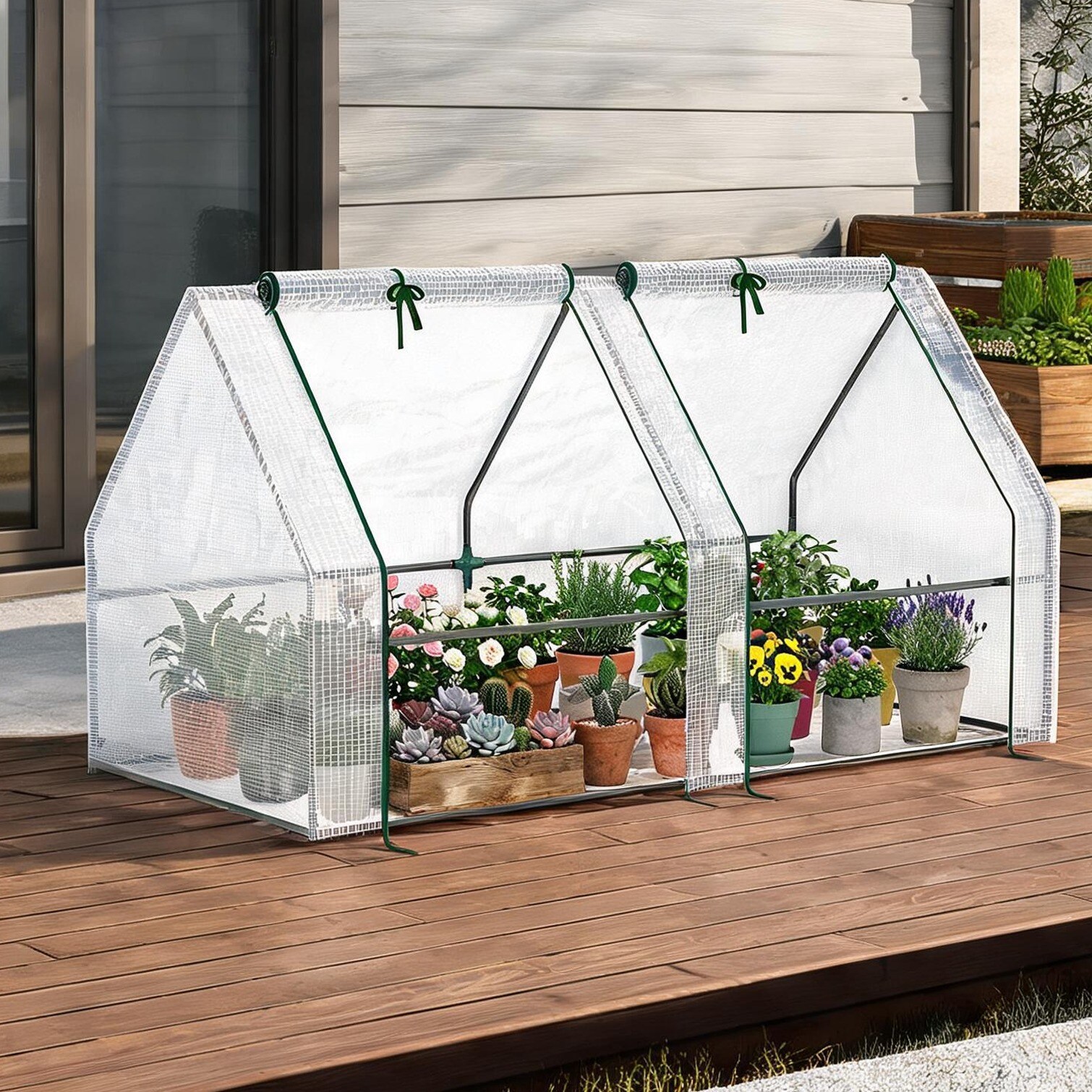 SunJet Classic white PE-covered steel mini greenhouse portable outdoor gardening sanctuary 5.9 ft x 3 ft