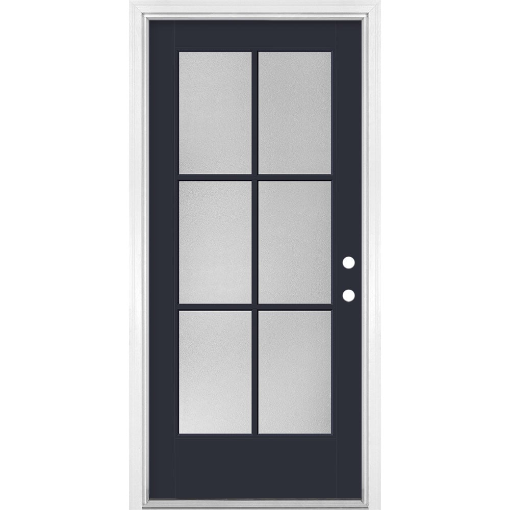 Masonite 1524351 36-in x 80-in x 4-9/16-in Fiberglass Full lite Left-hand inswing Eclipse Painted Prehung Front Door with Brickmould Insulating core