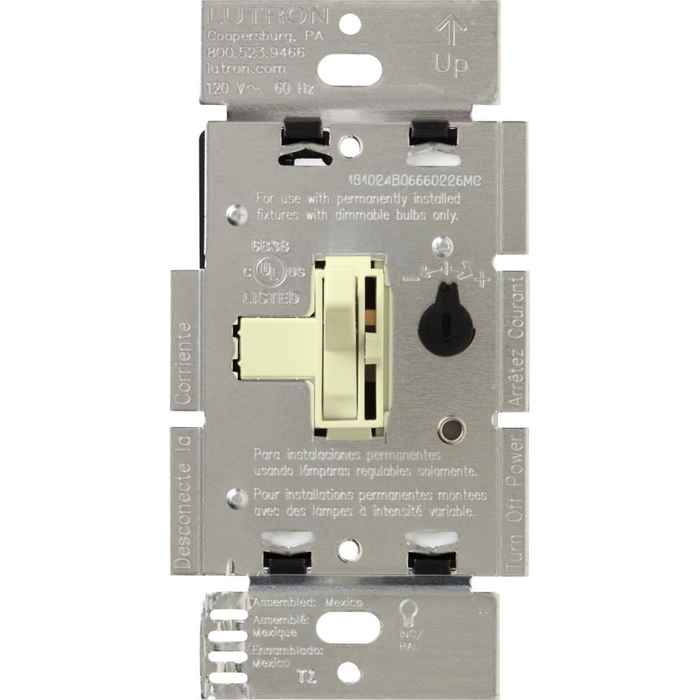 Lutron AYLV-600P-AL Toggler Magnetic Low Voltage Single-pole Toggle Light dimmer switch Almond