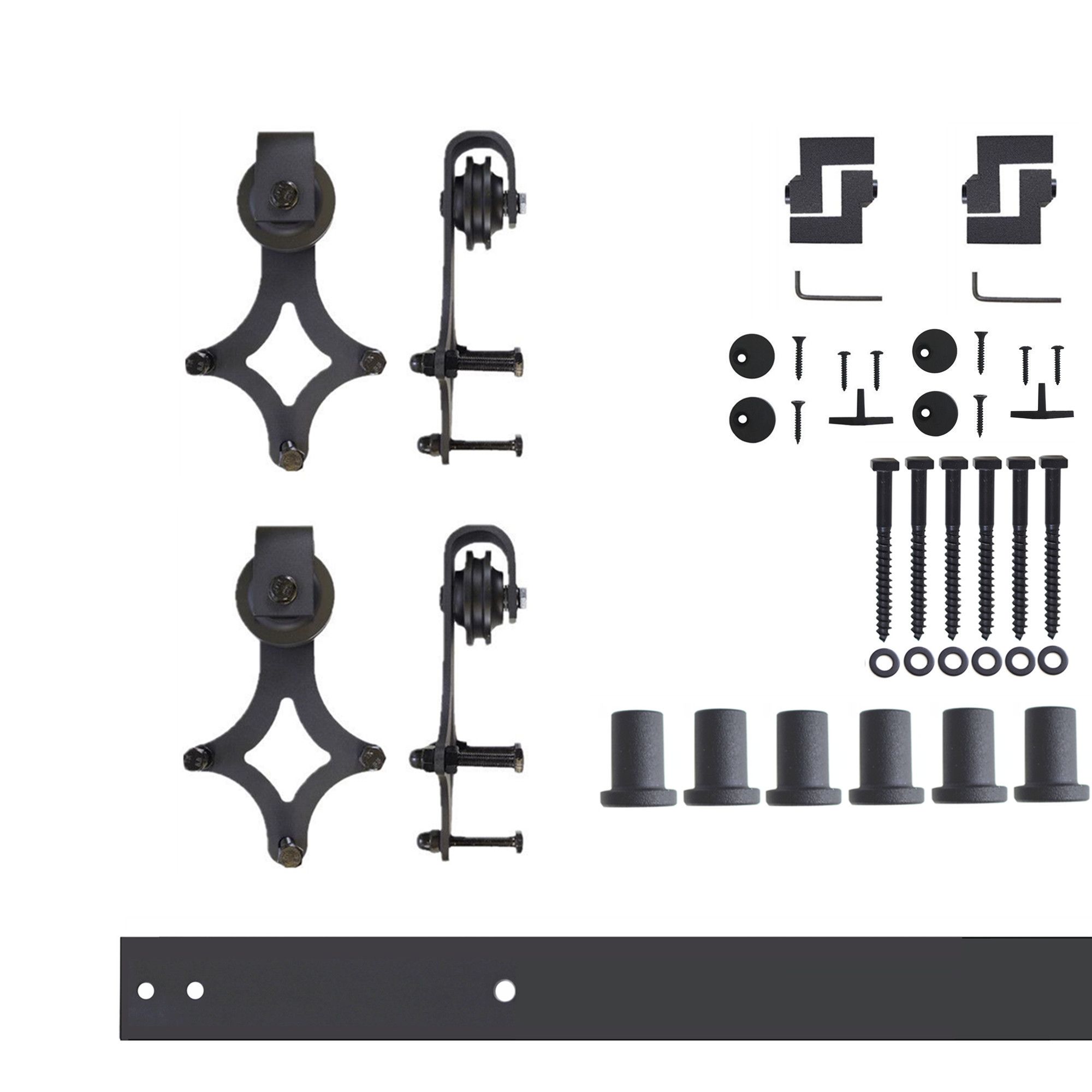 HOMACER 144-in Rustic Black Indoor Top Mount Double Barn Door Hardware Kit DZ2TGH144C Sansujyuku sansujyuku.com