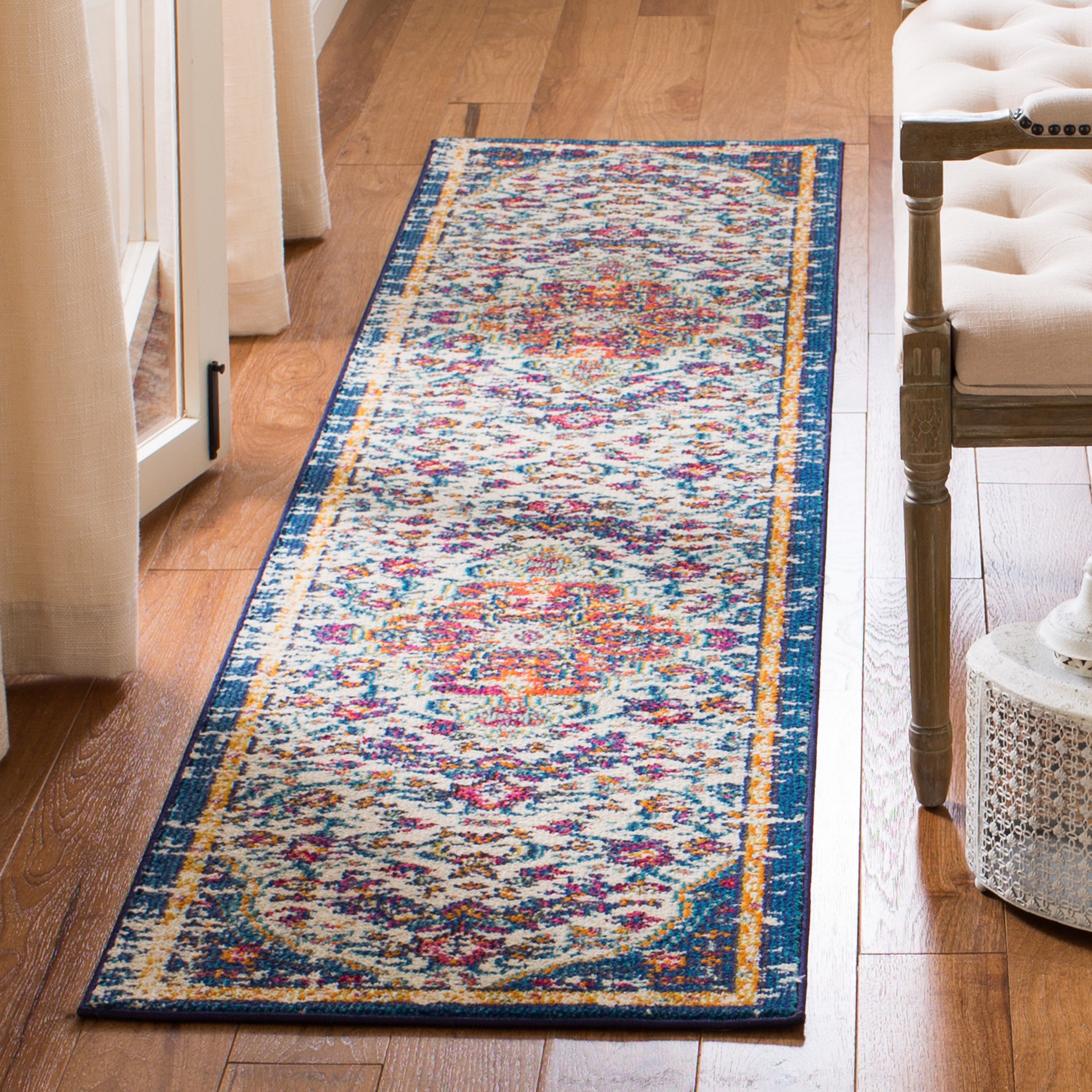 Safavieh MAD447A-216 Madison Sudbury 2 x 16 (ft) Loomed Polypropylene Ivory/Orange Rectangular Indoor Distressed/Overdyed Vintage Runner rug