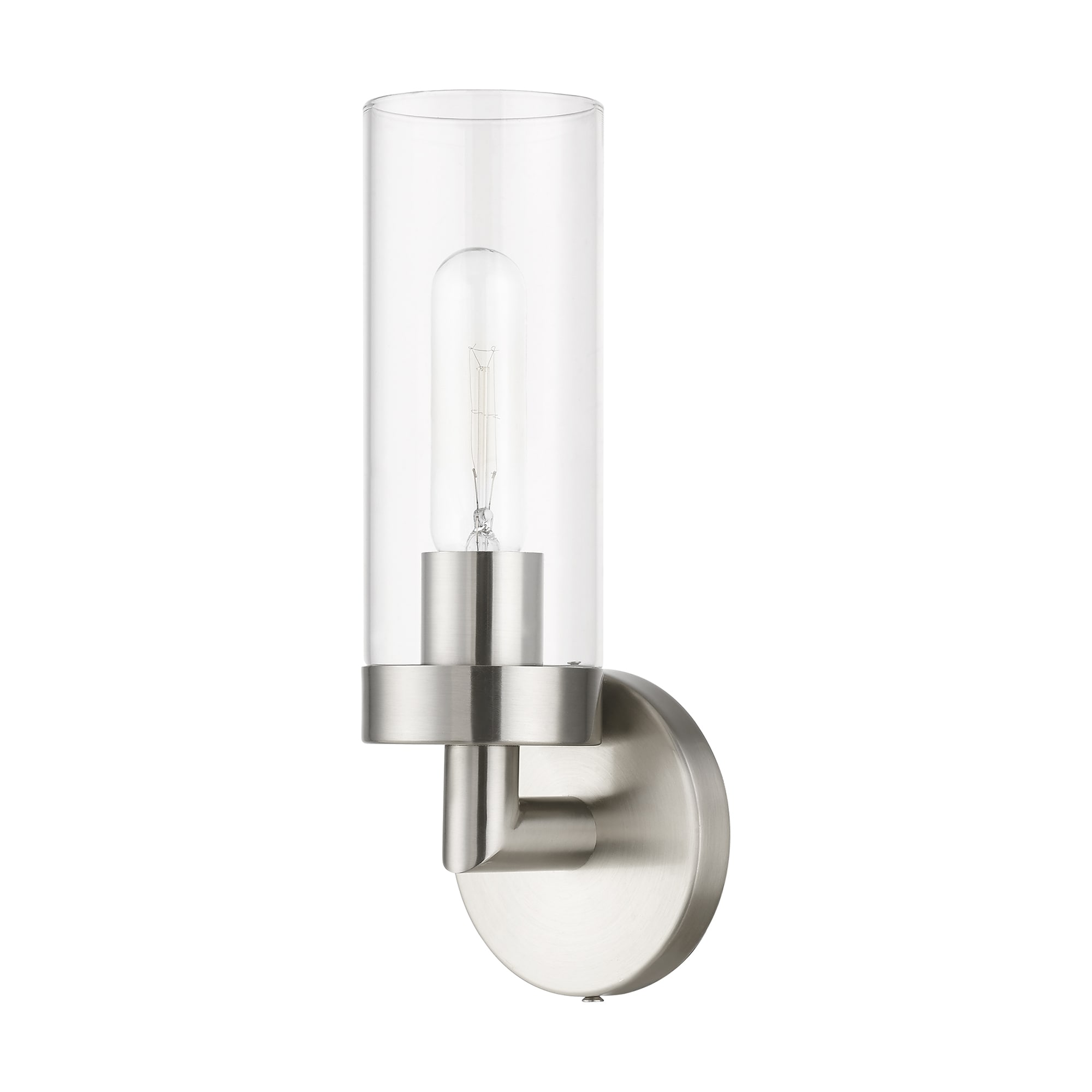 Ludlow Brushed Nickel 1-Light ADA Compliant Sconce with Clear Glass Shade