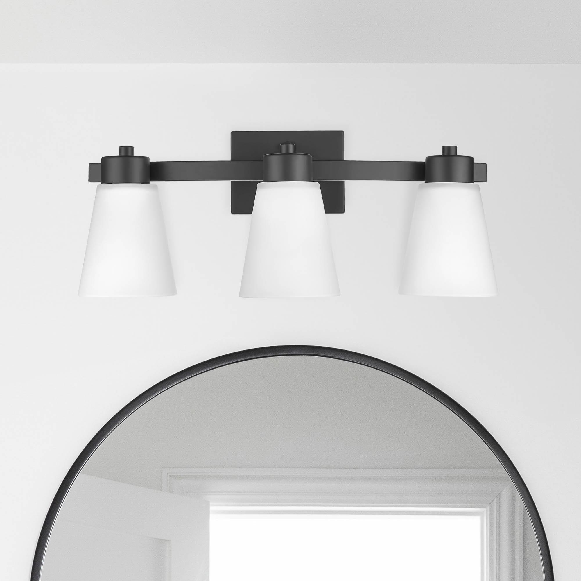allen + roth 43416 Fairendale 21.75-in 3 -Light Matte Black Transitional Vanity light