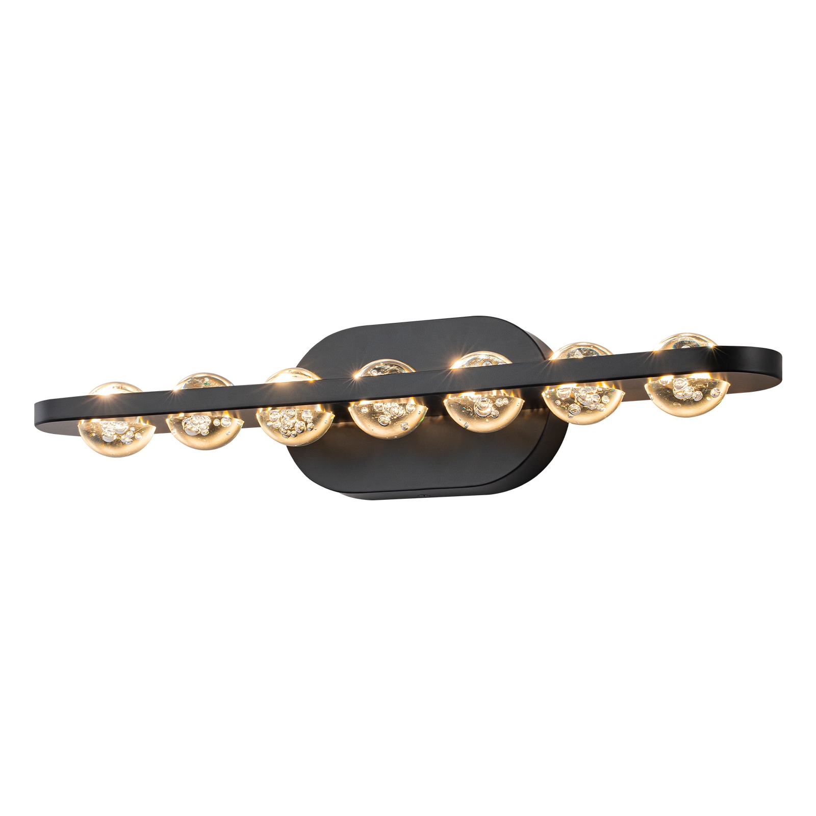 MENCOLULU Clear Glass Globe Linear Metal Frame Wall Lighting 7.87-in 7 Light Black Integrated LED Transitional Bathroom Vanity light