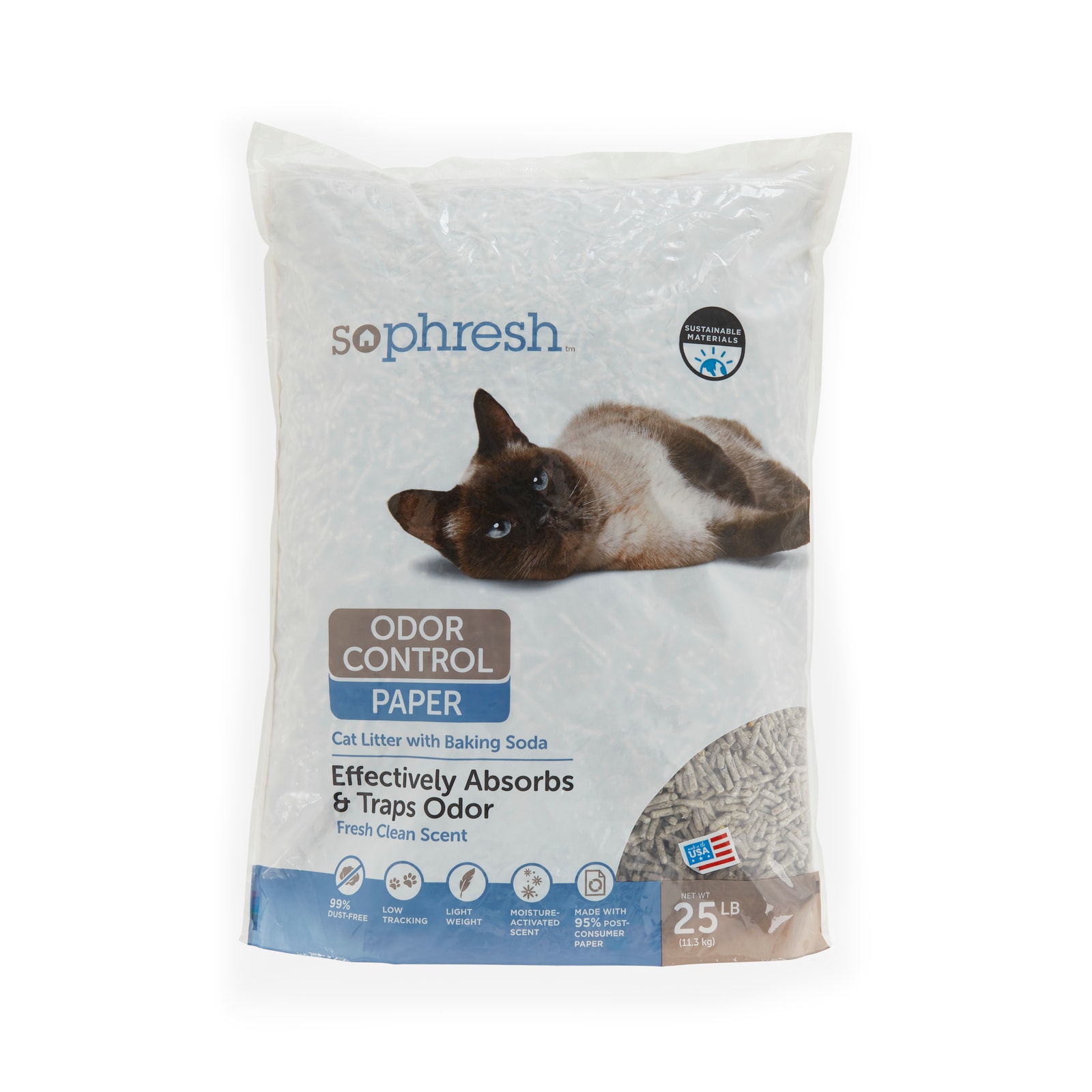 So Phresh  Odor Control Paper Pellet Cat Litter, 25 lbs. – Lightweight Pellets, Made with 95% Post-Consumer Paper – Multiple Colors/Finishes