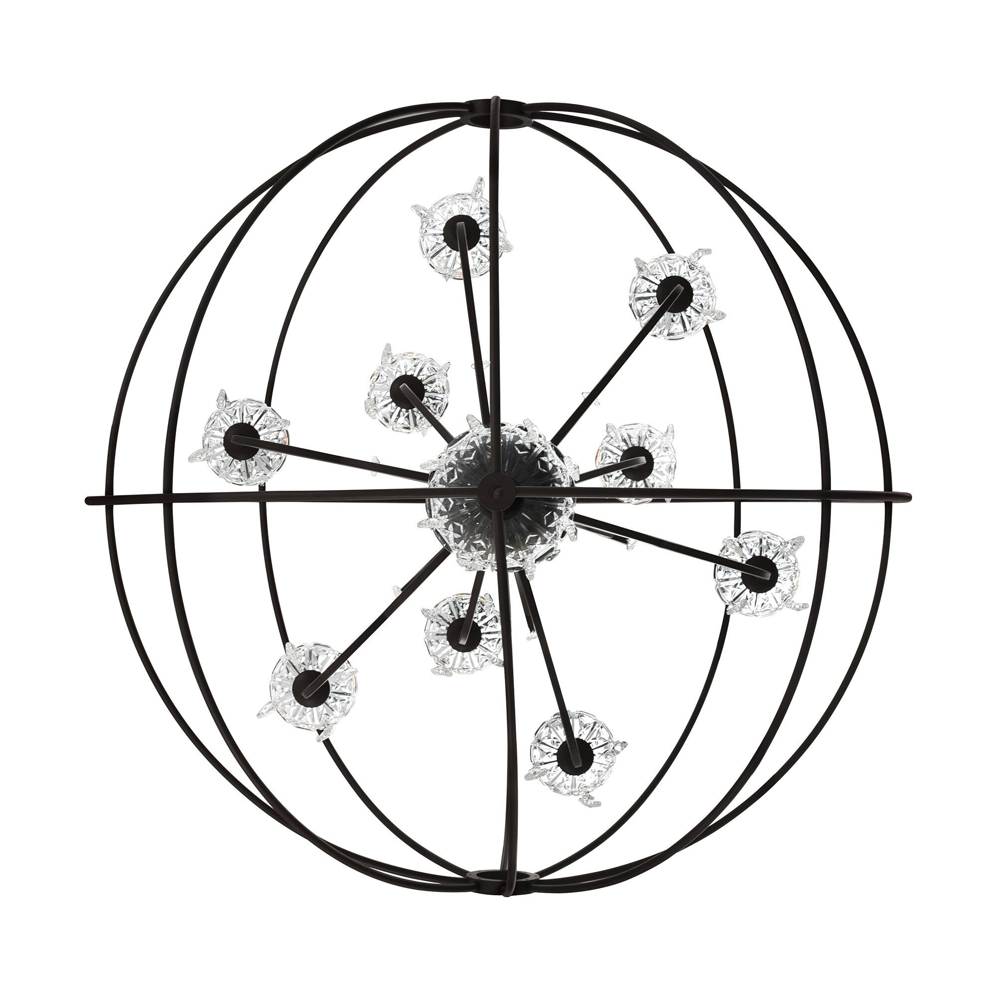 Campechia 9-Light Brown Metal and Crystal Chandelier