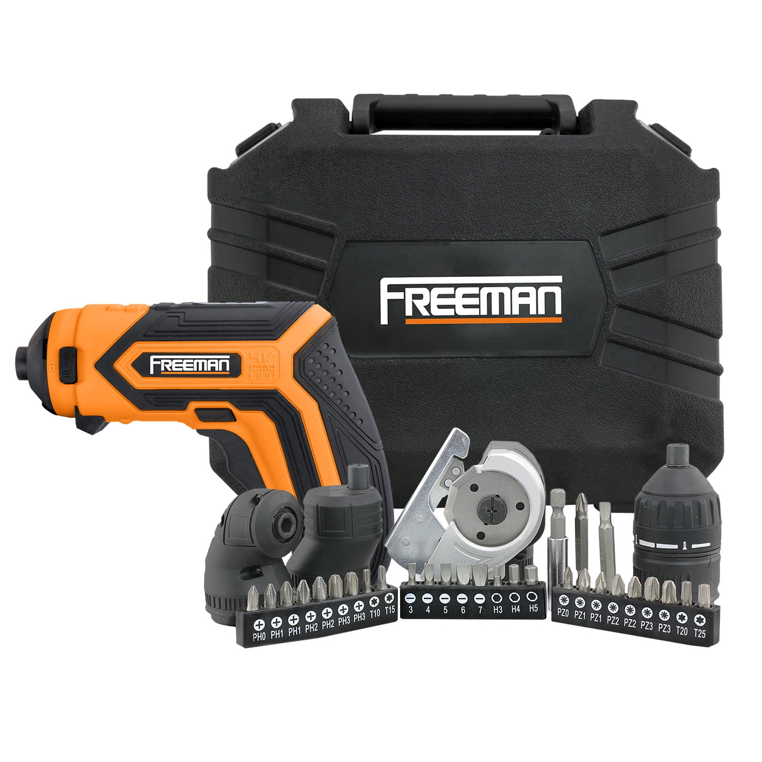 FREEMAN Interchangeable Attachments, Hex Bits, and Case 5-in-1