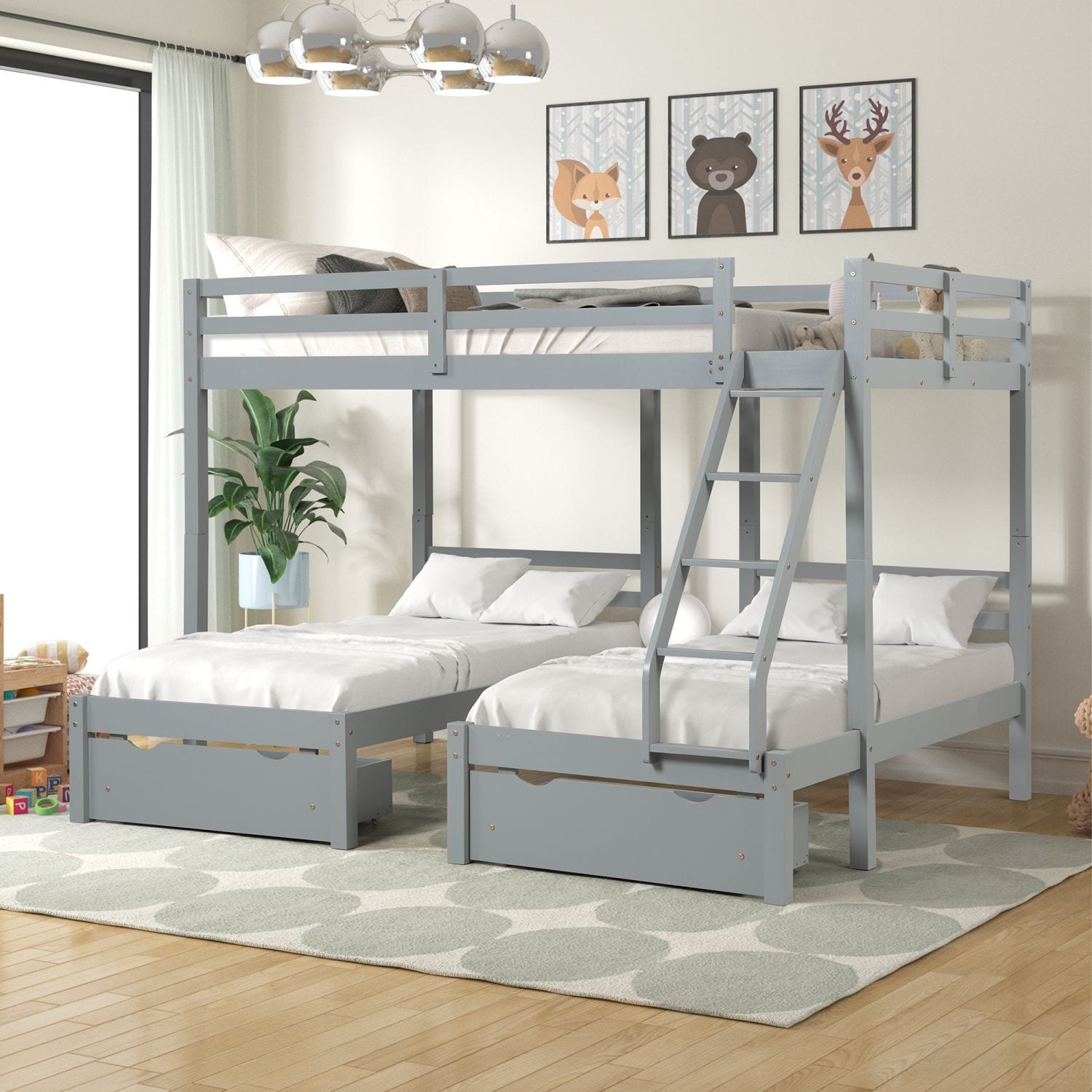 JASMODER W487S00052 Grey Full Composite Platform Bed with Storage