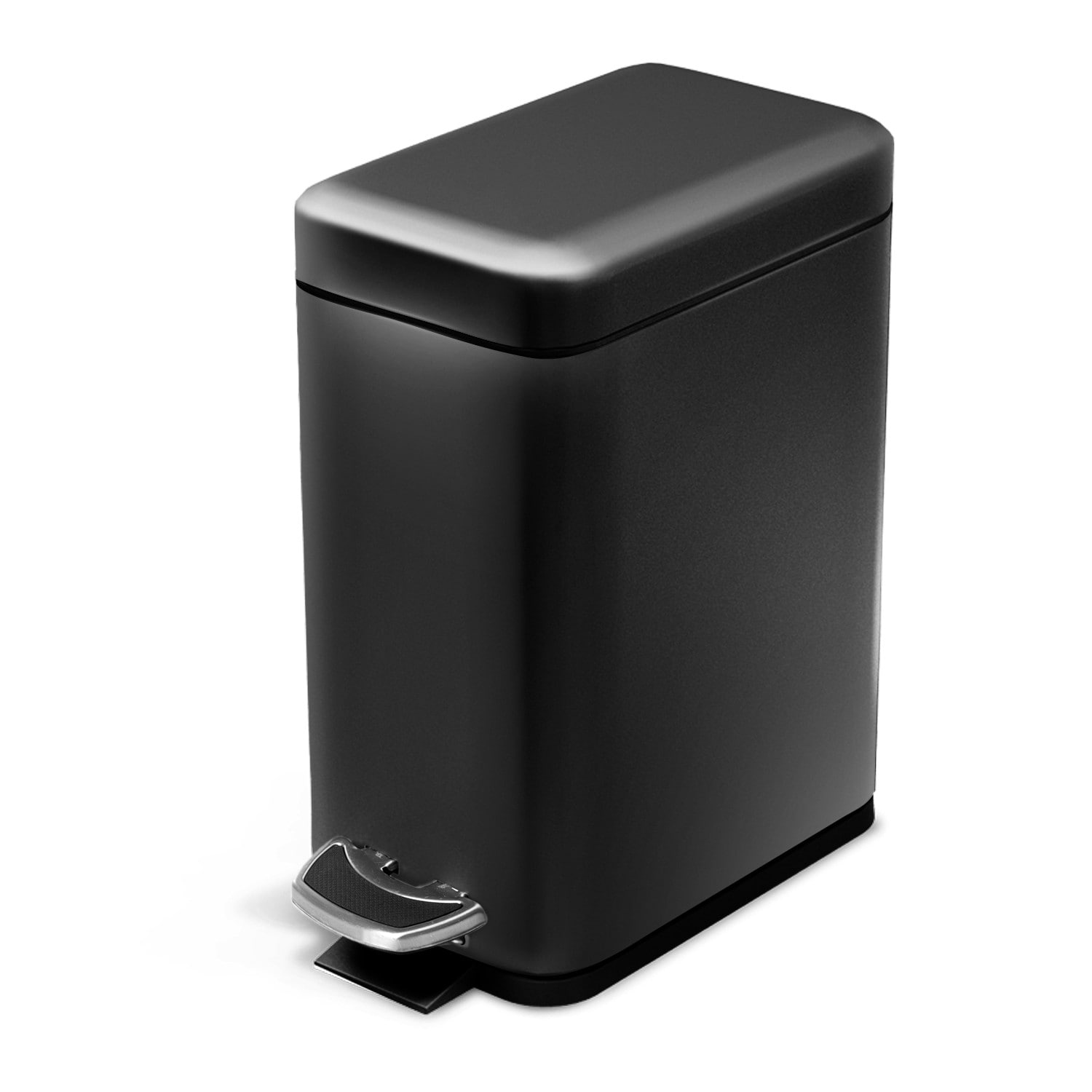 Home Zone Living VA42174A 1.3 Gallon Black Steel Indoor Kitchen Step Trash Can