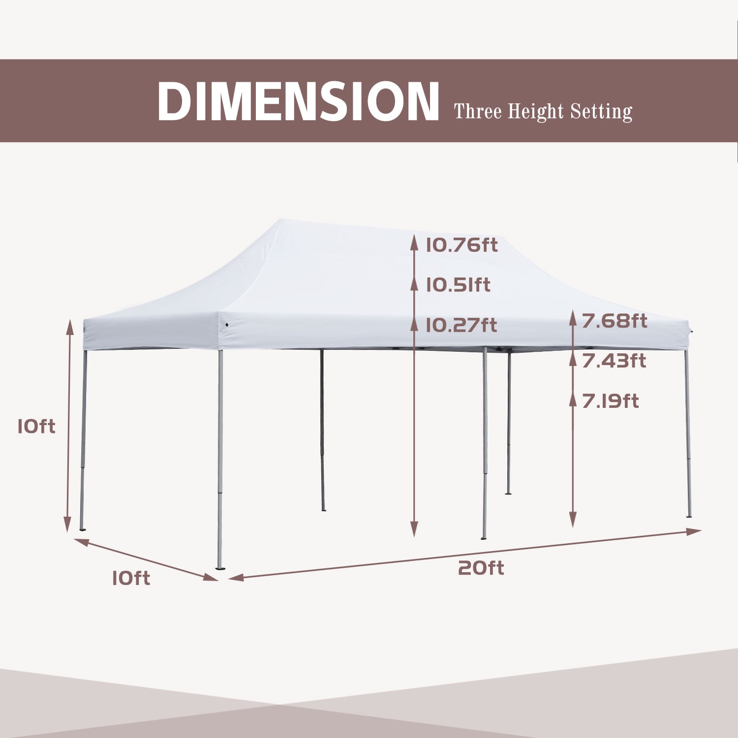 GDY 20-ft x 10-ft Rectangle Whiite Pop-up Canopy in the Canopies ...