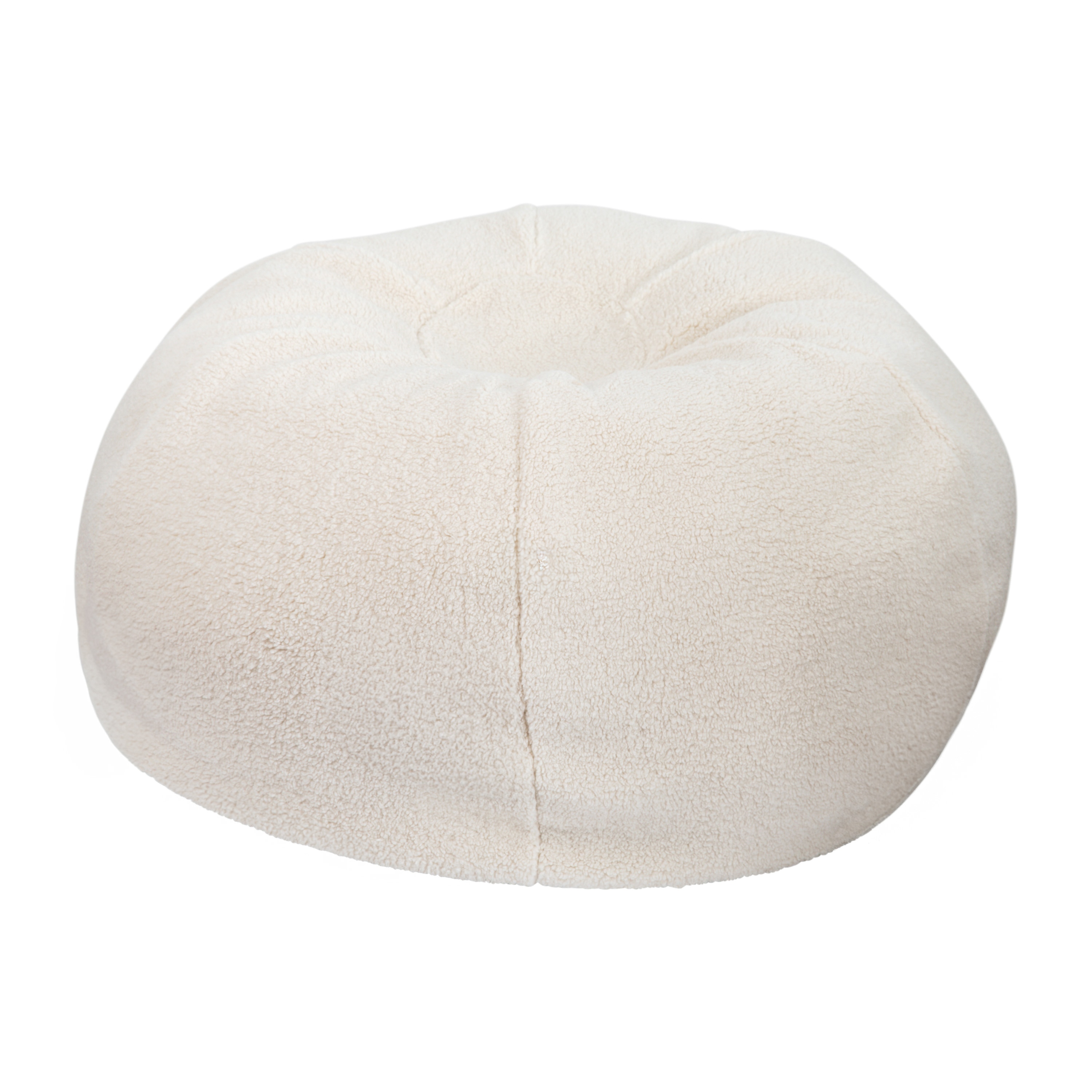 Flash Furniture Duncan Large Natural Faux Sherpa Refillable Bean Bag Chair for Kids and Teens