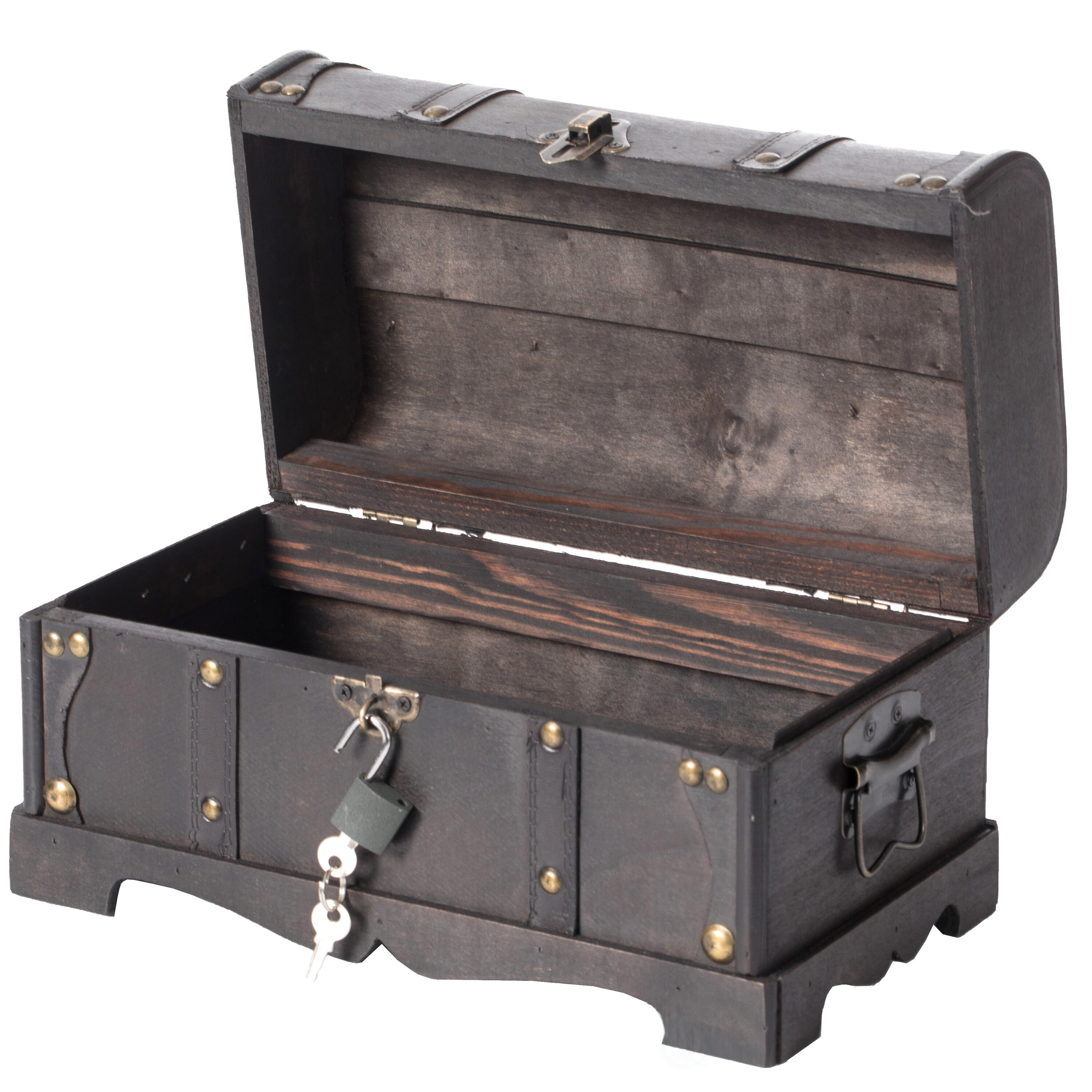 Vintiquewise QI003026.LK 1 -lb Brown Wood Storage Trunk