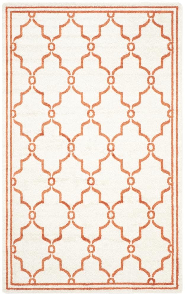 Safavieh AMT414F-3 Marion 3 x 5 (ft) Loomed Polypropylene Beige/Orange Rectangular Indoor/Outdoor Trellis Throw rug