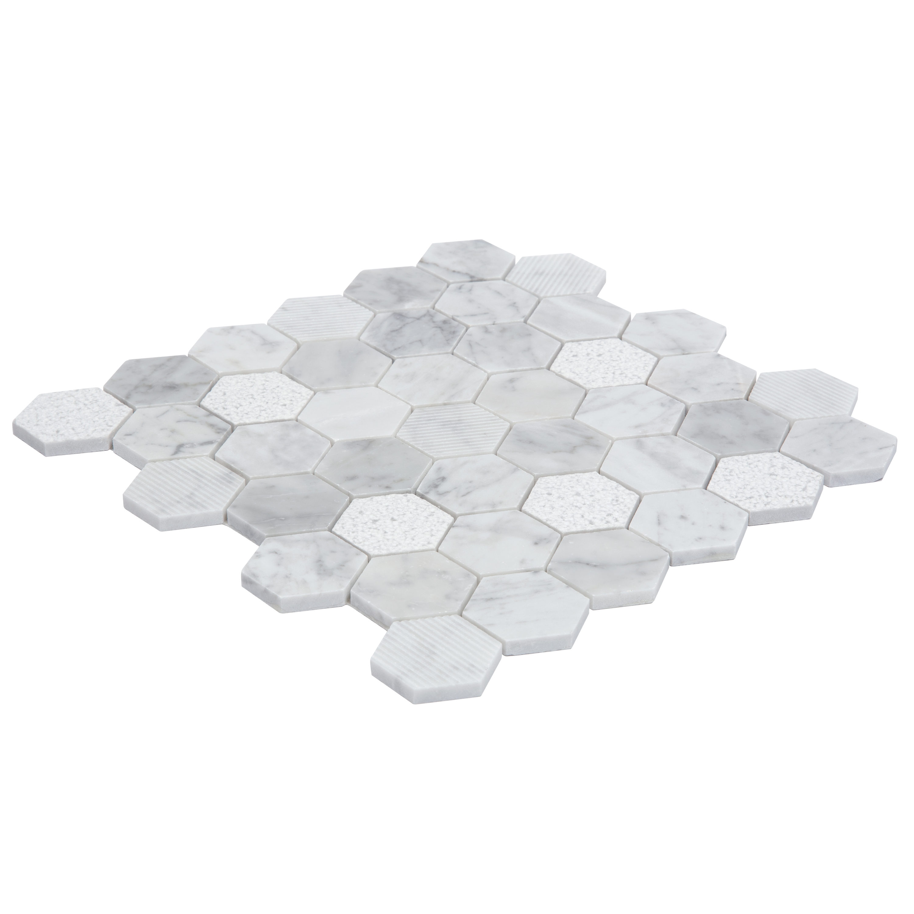 Satori Carrara 12-in x 12-in Multi-finish Natural Stone Look Hexagon Mosaic Floor and Wall Tile (0.96-sq. ft/ Piece)