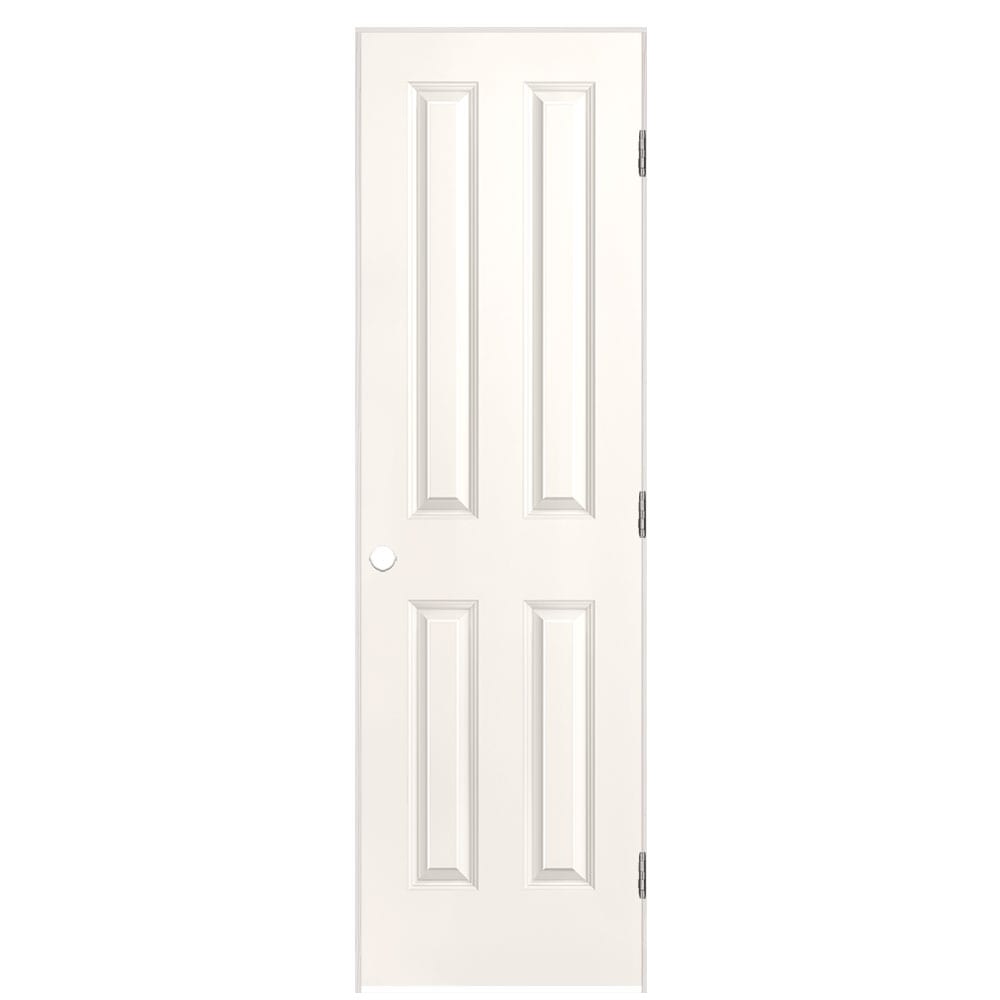 Traditional 24-in x 80-in White 4 Panel Square Hollow Core Prefinished Molded Composite Left Hand Single Prehung Interior Door | - Masonite 1316274