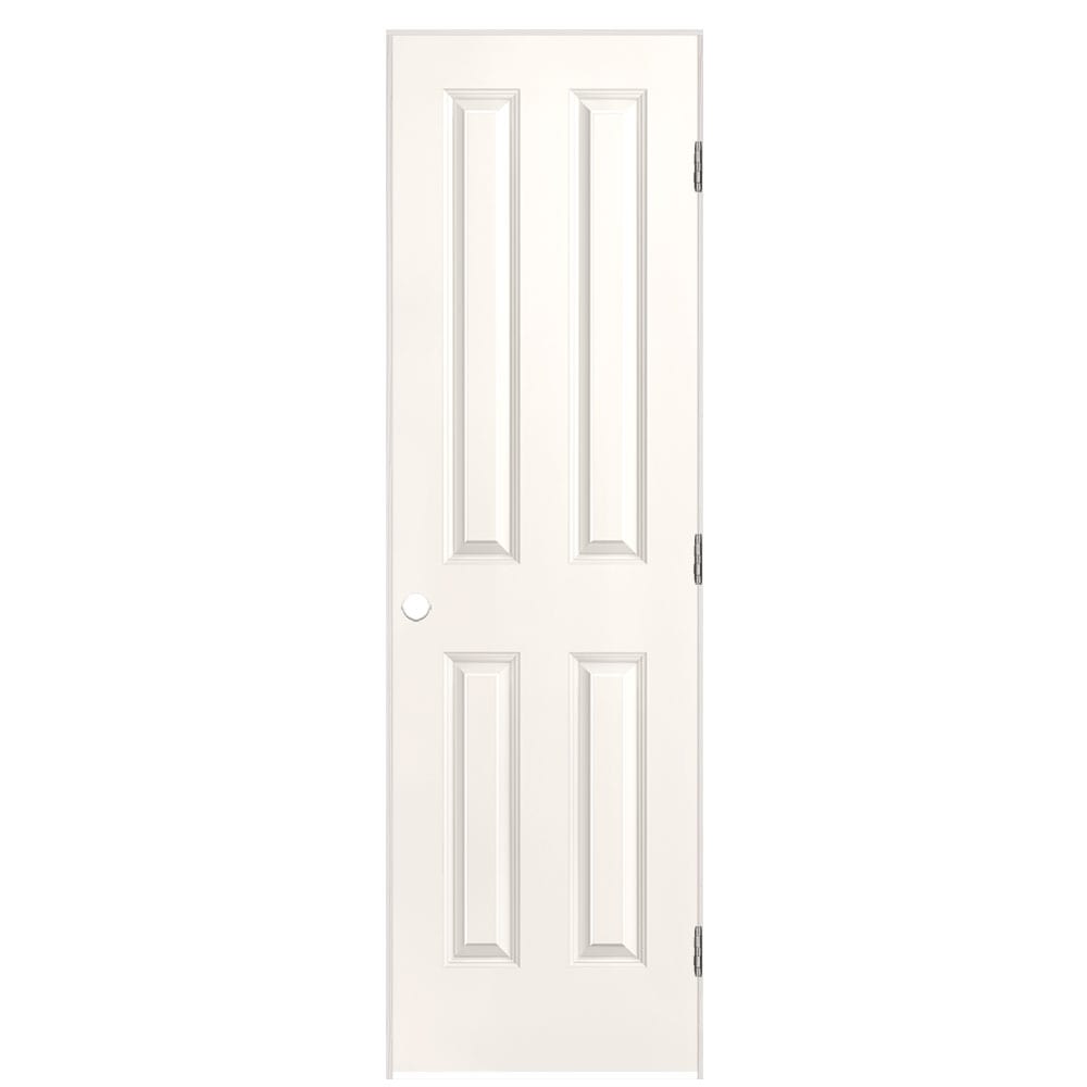 Masonite 1316274 24-in x 80-in White Hollow core 4 panel square Left hand Smooth Prefinished Molded composite Flat Jamb Single Prehung Interior Door