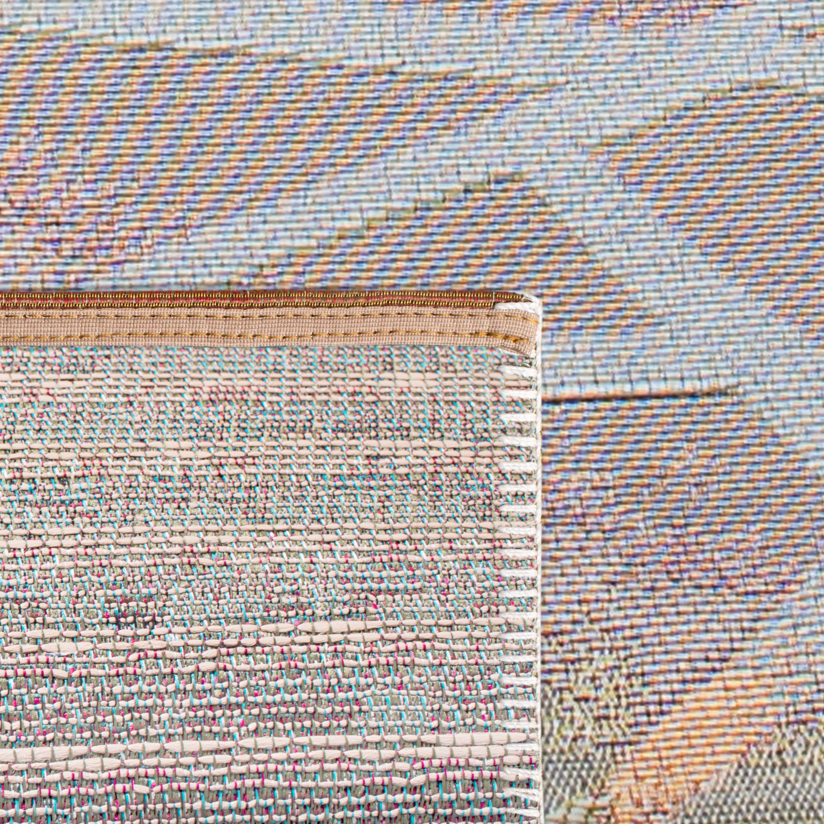Barbados 5'3" Square Gray and Pink Flamingo Rug