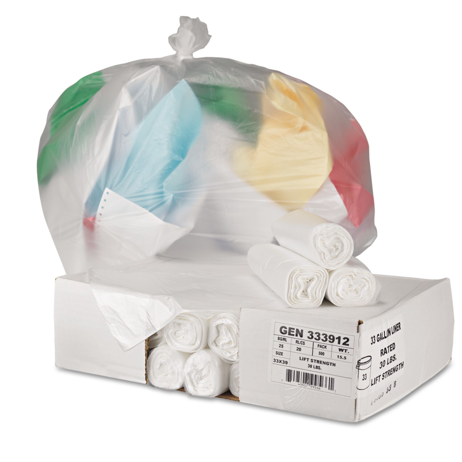 General Supply 33-Gallons Clear Plastic Can Twist Tie Trash Bag