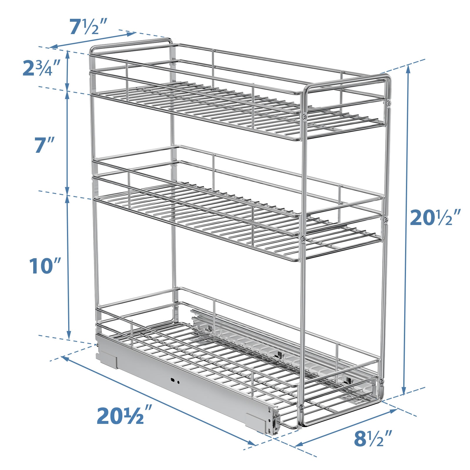 LOVMOR 3TIER-SPICE-OLD-8.8 Pull-Out-Cabinet-Baskets - View #3
