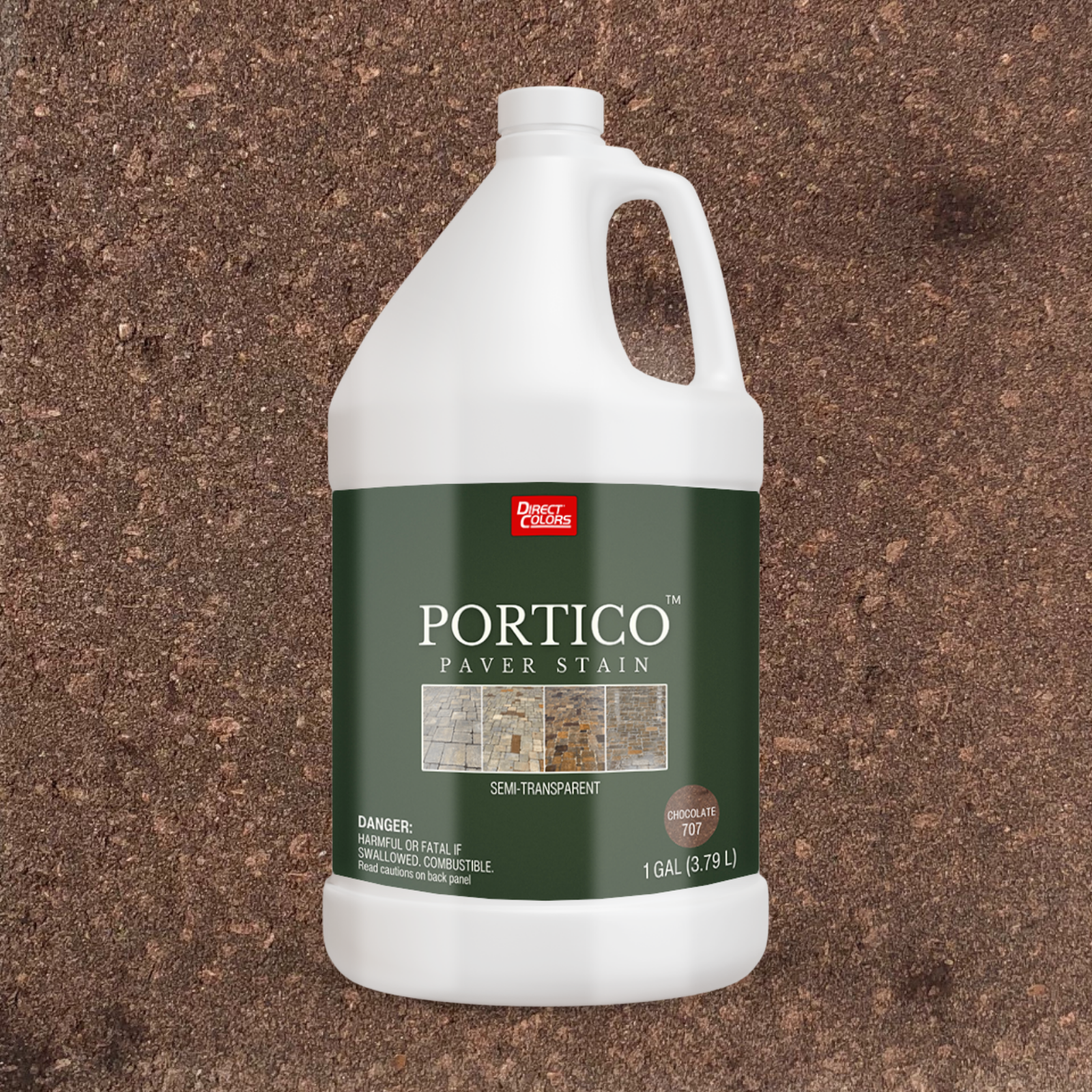 Direct Colors DC-POR-707-1GAL Portico Concrete Paver Stain Chocolate Solvent-based Ready-to-use Concrete stain ( 1-gallon )